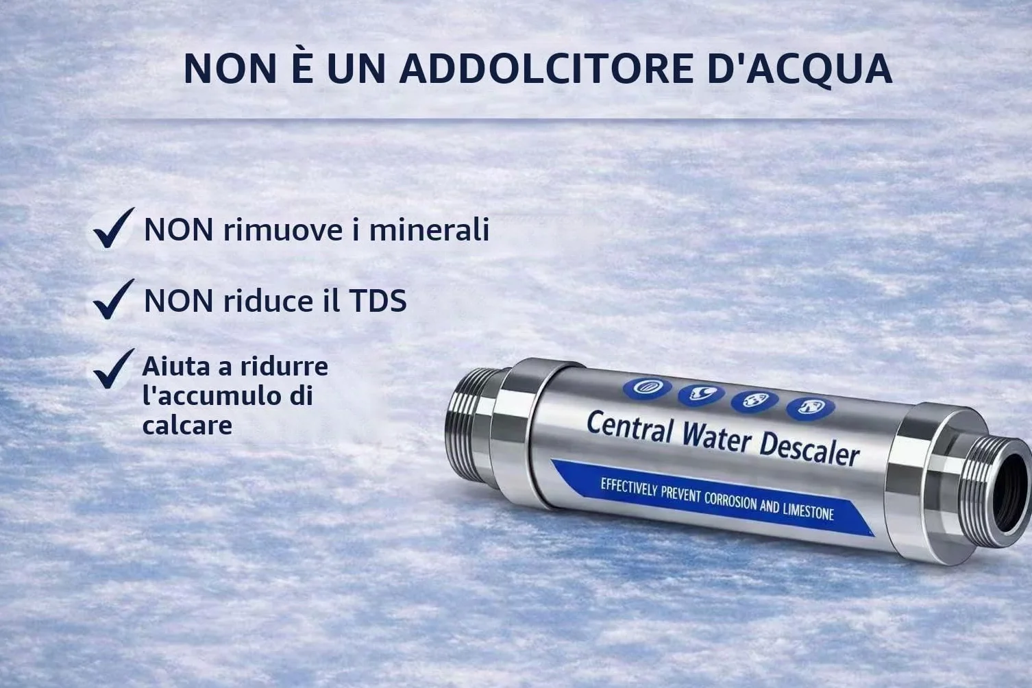 Addolcitore d'acqua, per prevenire il calcare in tutta la casa, anticalcare, filtro dell'acqua, detergente, per uso domestico con doccia, lavastoviglie e scaldacqua solare (G 3/4")