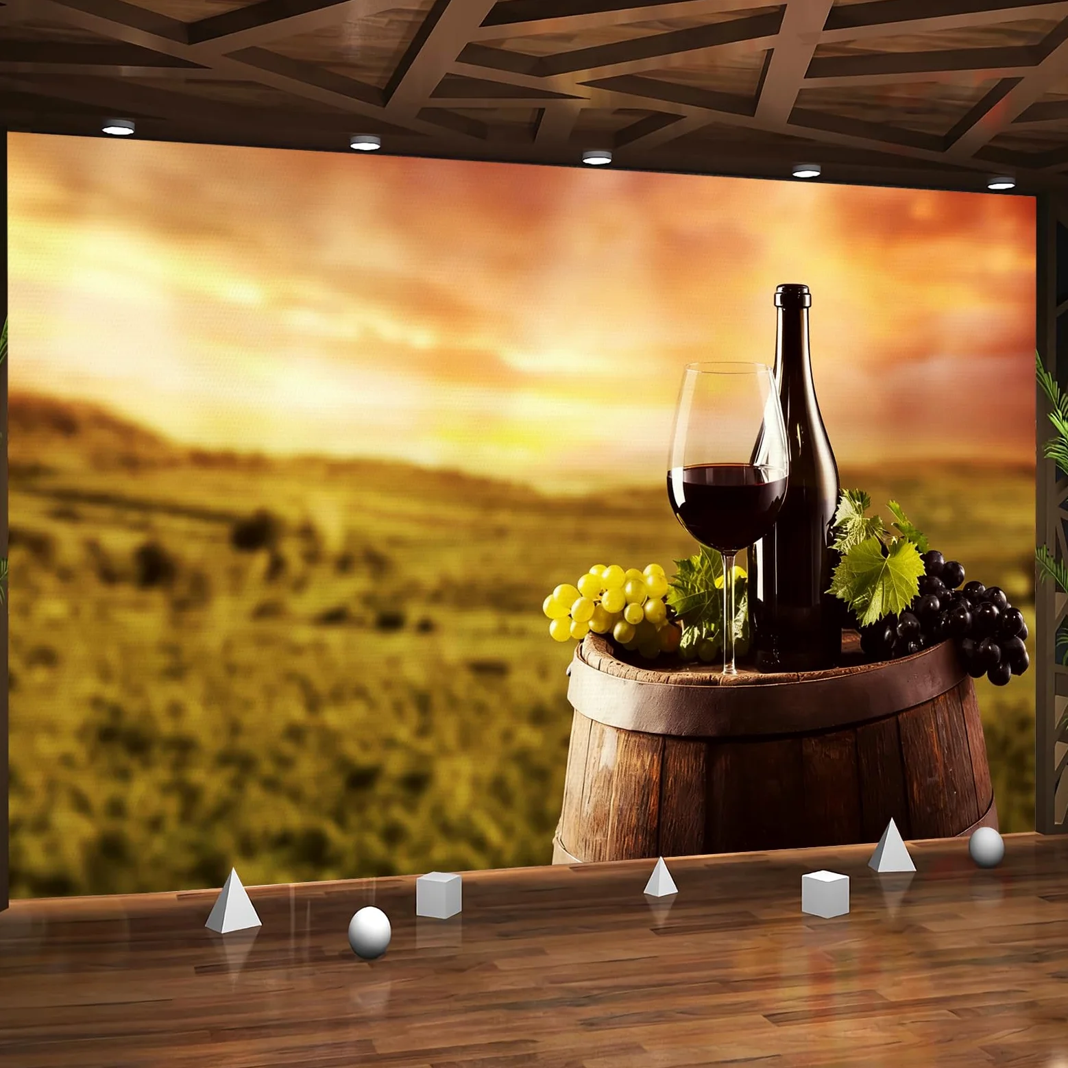 Carta da parati effetto 3D Vino 350 x 256 cm Murale Non Tessuto Tramonto In Campagna Fotomurale Stampa HD Moderna Poster Per Soggiorno E Camera Da Letto Design 1M4011