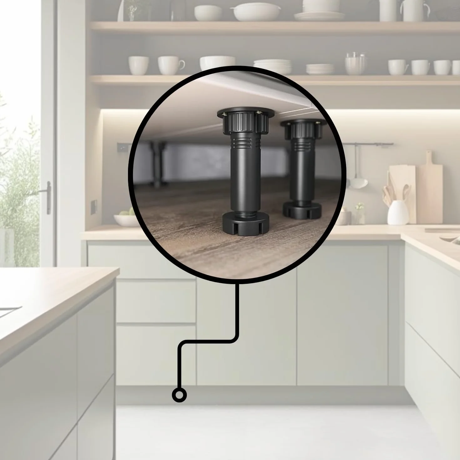 Evotrade Set di 4 Piedini Regolabili per Zoccoli da Cucina, Altezza 120 mm, Supporti Stabili, Made in Italy