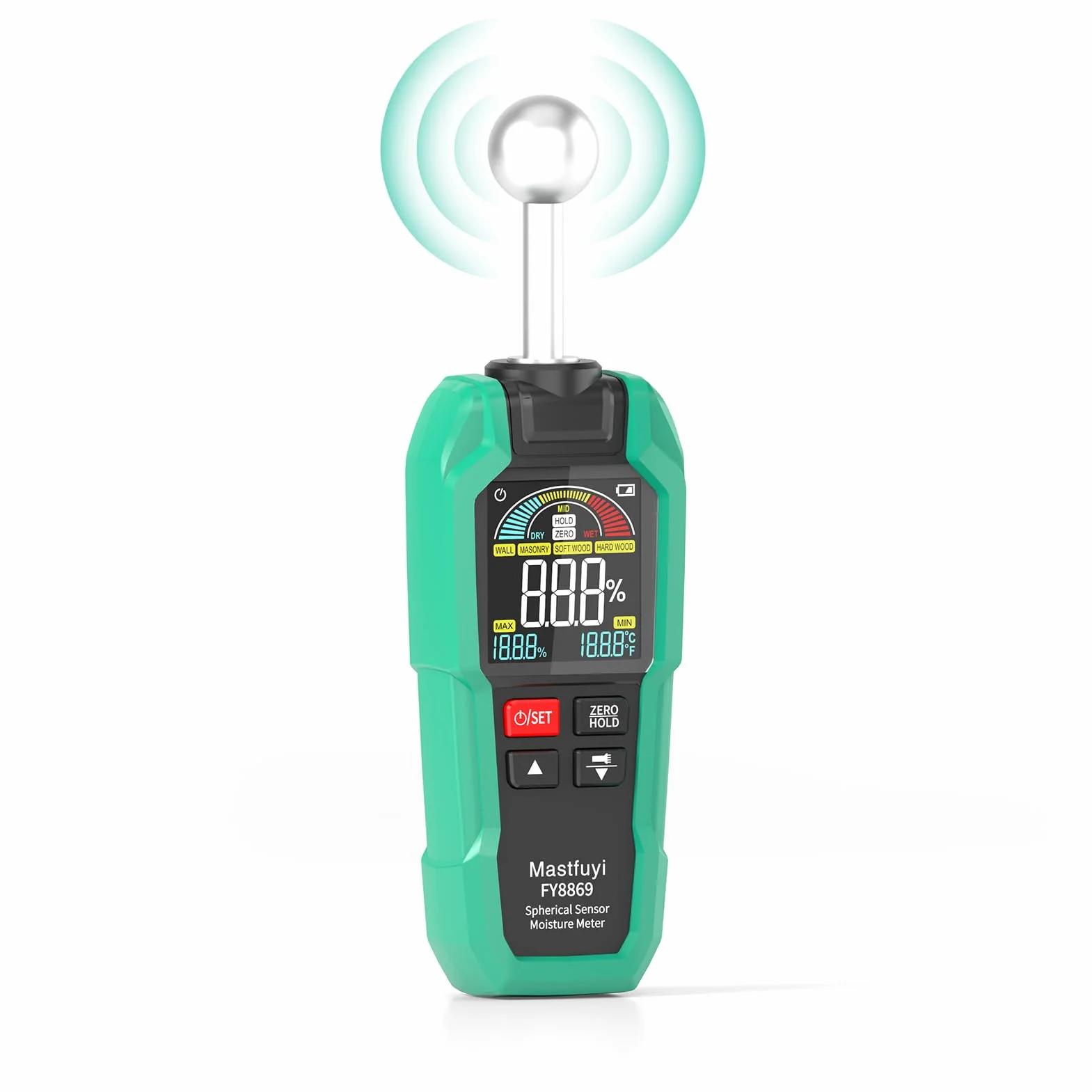 Misuratore di Umidità Non Distruttivo,Misuratore di umidità senza contatto per su Legno,Pareti,Cantiere,Allarmi,Rivelatore Umidità 20-40 mm