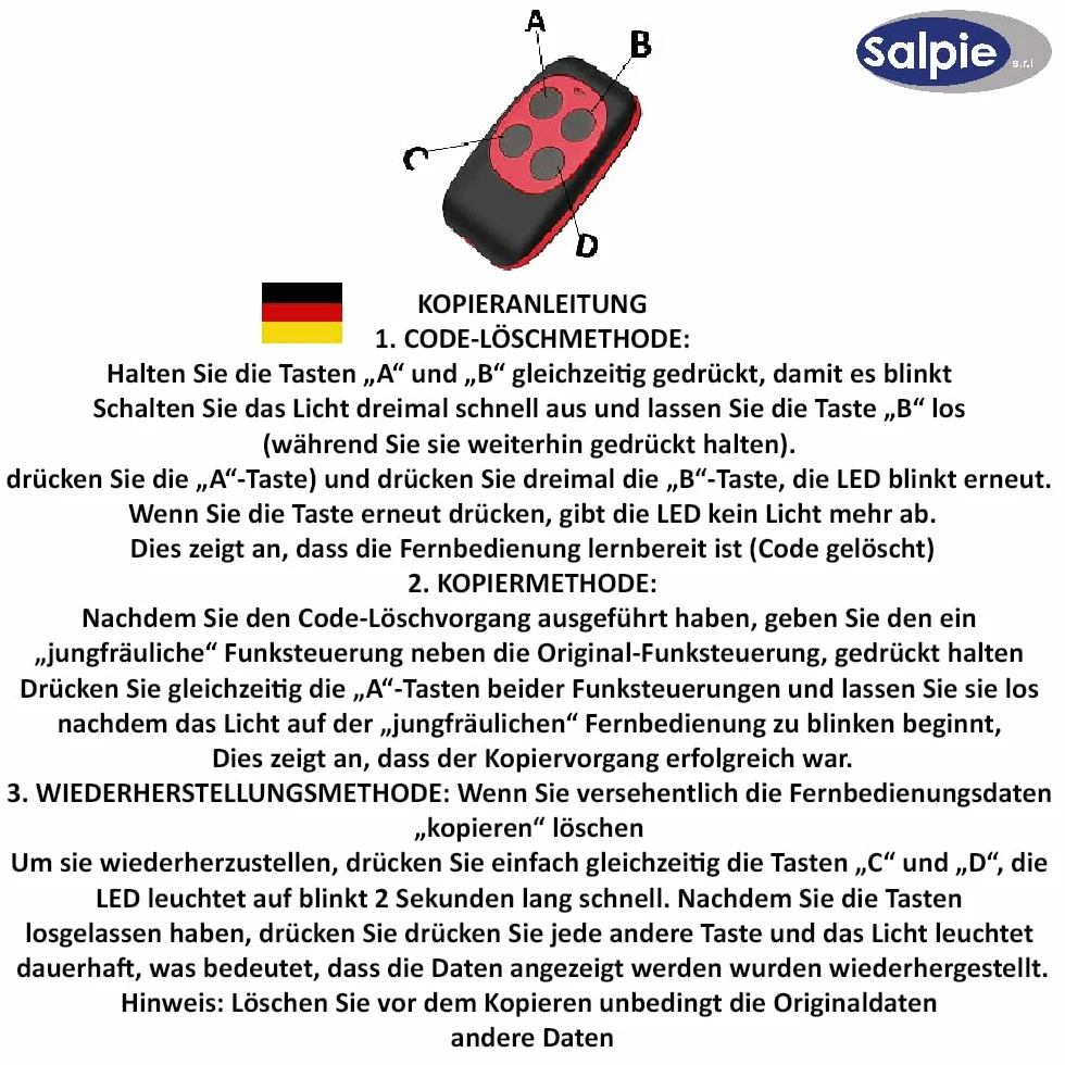 Telecomando Cancello Universale 433 MHz 2 Pezzi Autoapprendimento Codice Fisso Batterie Incluse