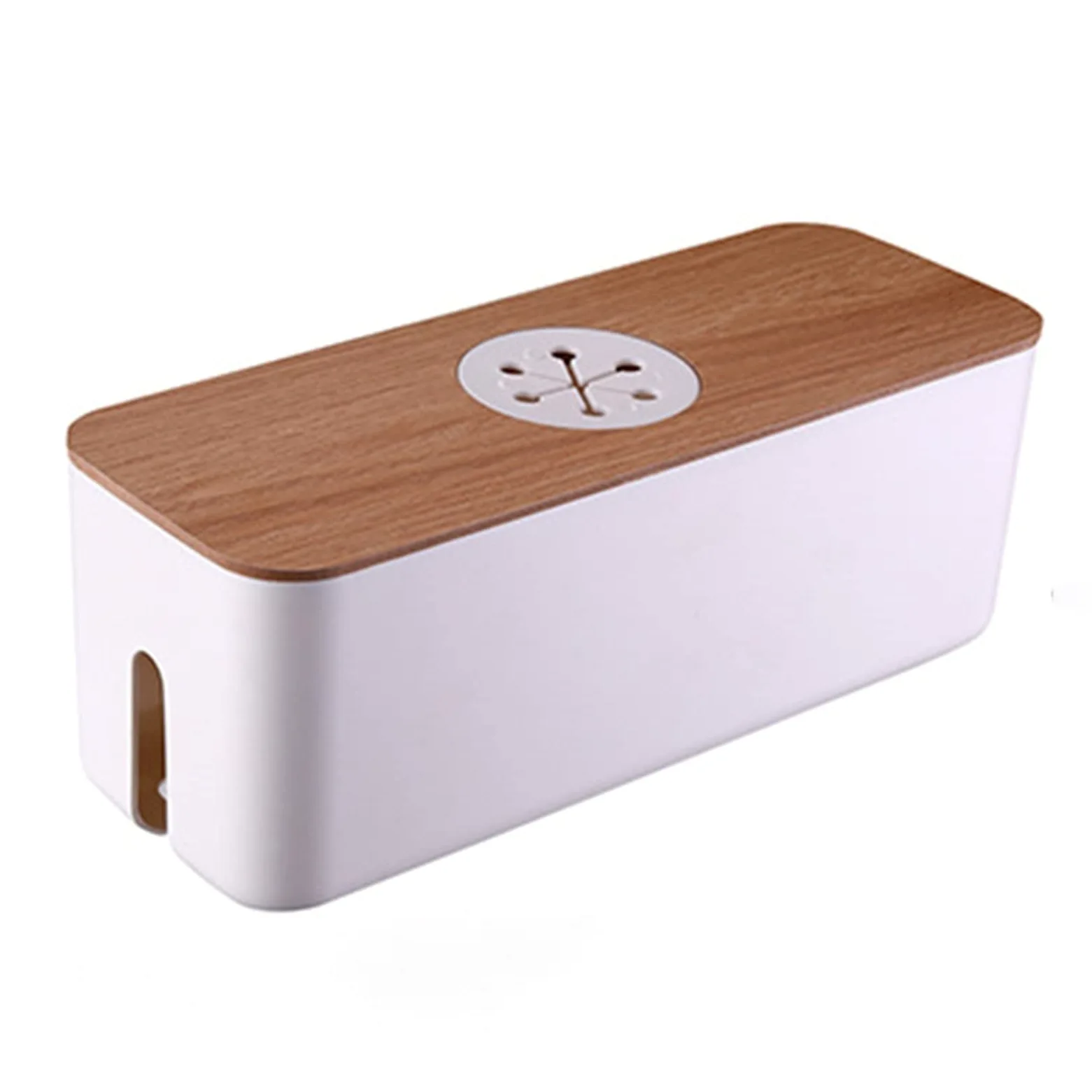 Scatola per Cavi Scatola di stoccaggio del Filo con Coperchio di Legno, Scatola di stoccaggio del Cavo della Rete del Cavo del Telefono Cellulare, Gestione del Caricatore della Famiglia Tipo Nascosto