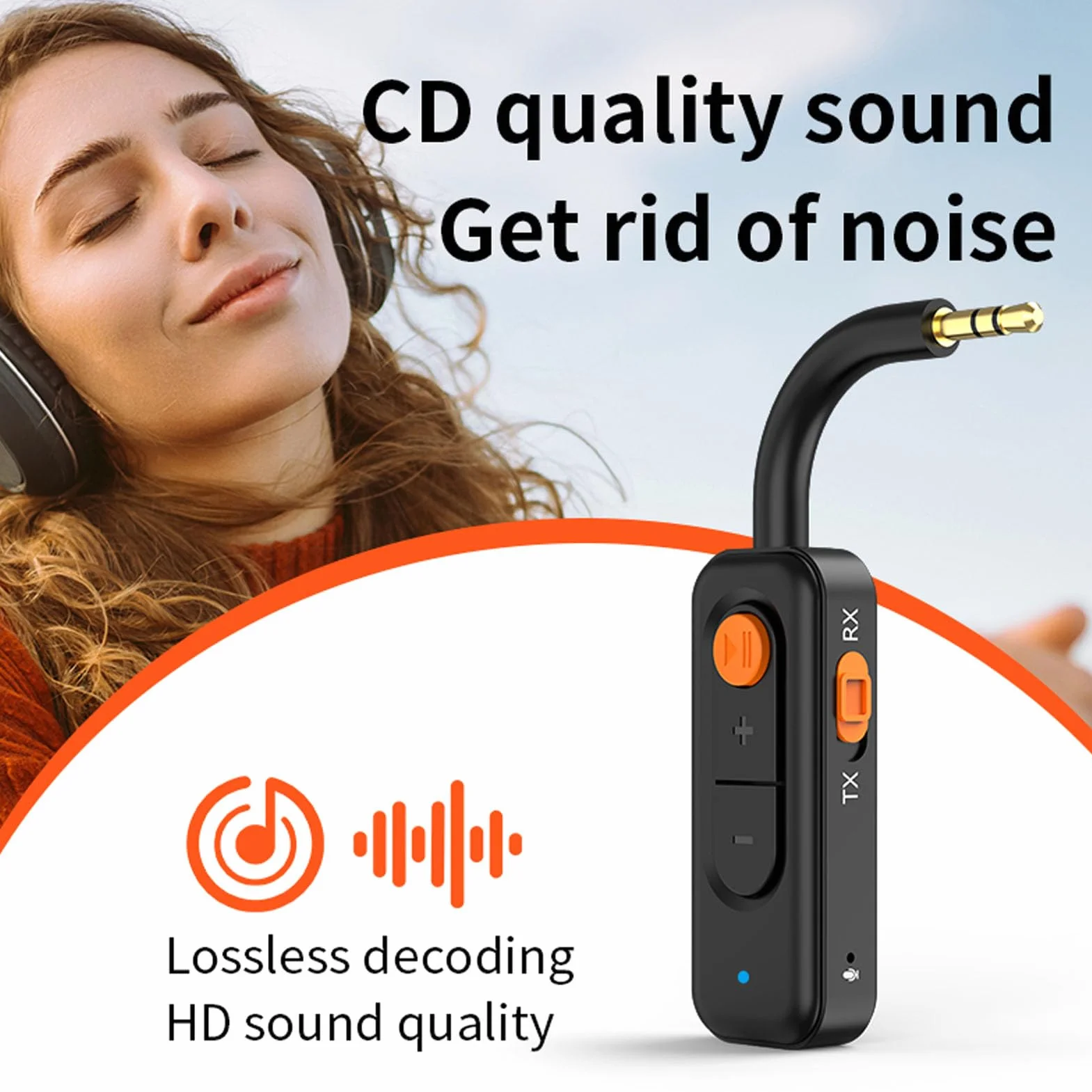 Goshyda Adattatore Bluetooth Wireless per Aereo, Versione 5.4 con Tappo Aereo, Aux da 3,5 Mm per la Palestra da Viaggio Stereo a Casa, Durata della Batteria Lunga