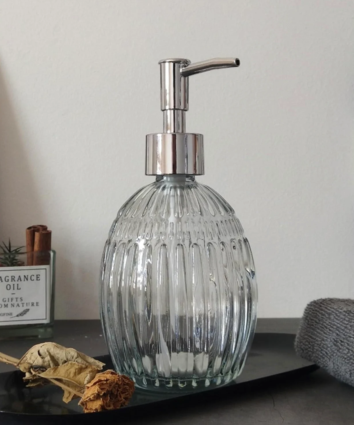 dispenser per sapone, Distributore di sapone, distributore da cucina, 400 ml, in vetro trasparente con pompa, lozione, ricaricabile, liquidi in