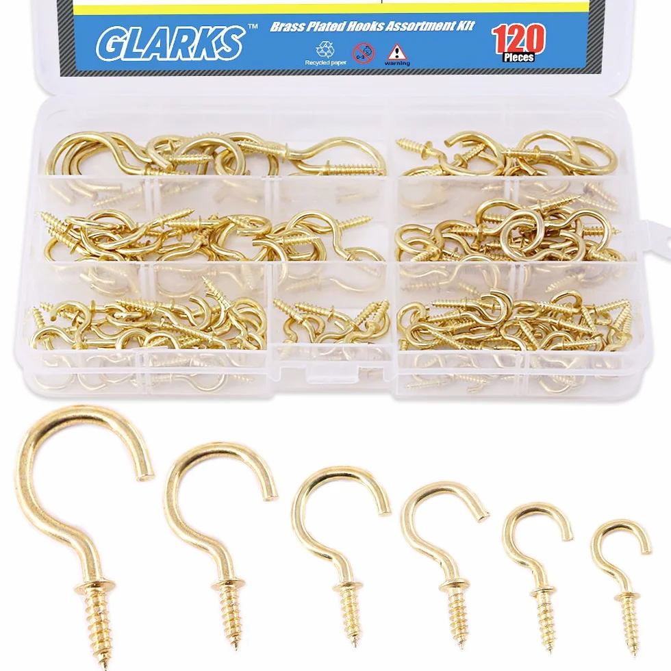 Glarks 120-pieces 6 dimensioni ganci a vite lag thread assortimento set