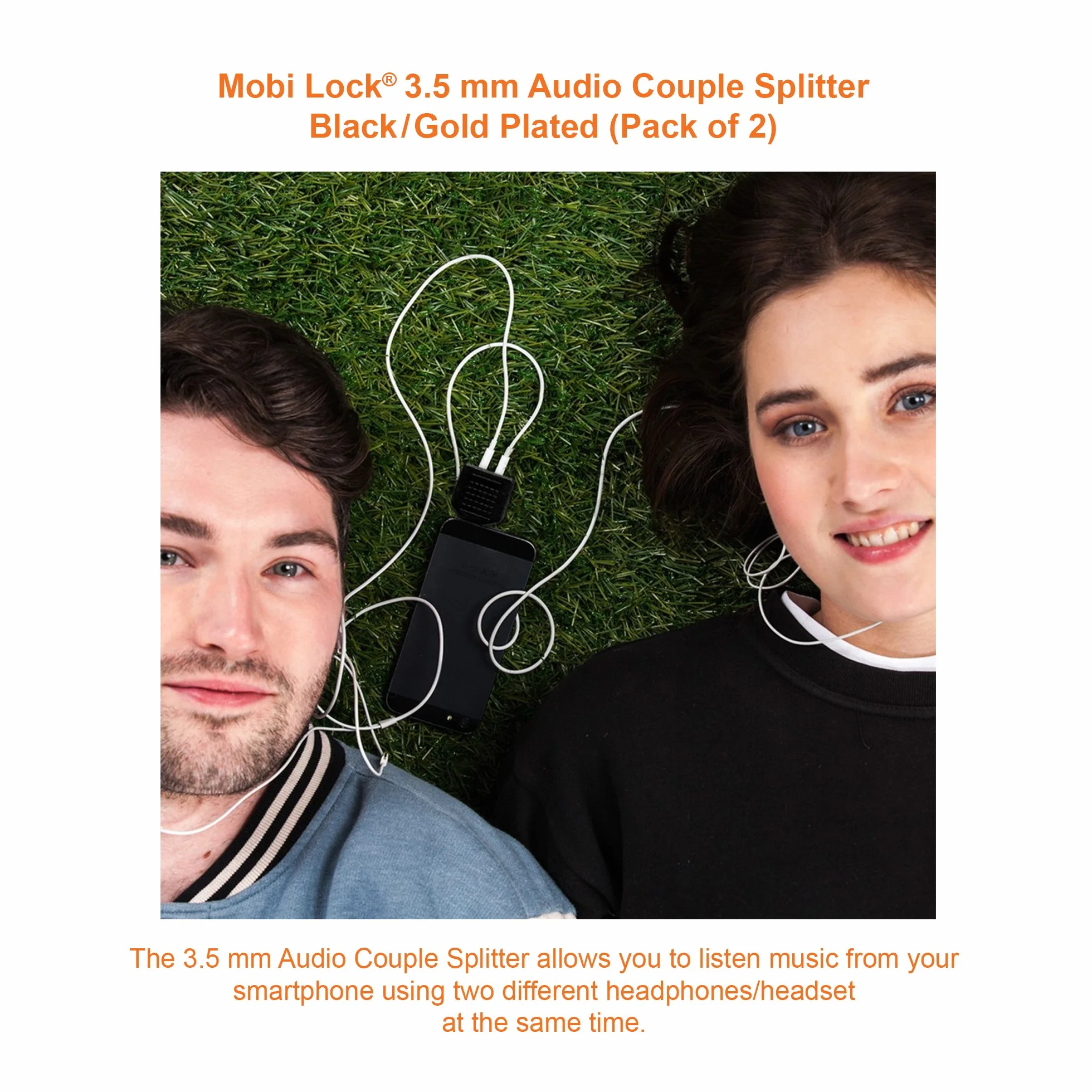 Mobi Lock 2 Pezzi Splitter Audio a Y da 3,5 mm - 1 Maschio a 2 Femmine per Lettori Multimediali e Dispositivi Audio - Consente a Due Persone di Ascoltare la Stessa Fonte