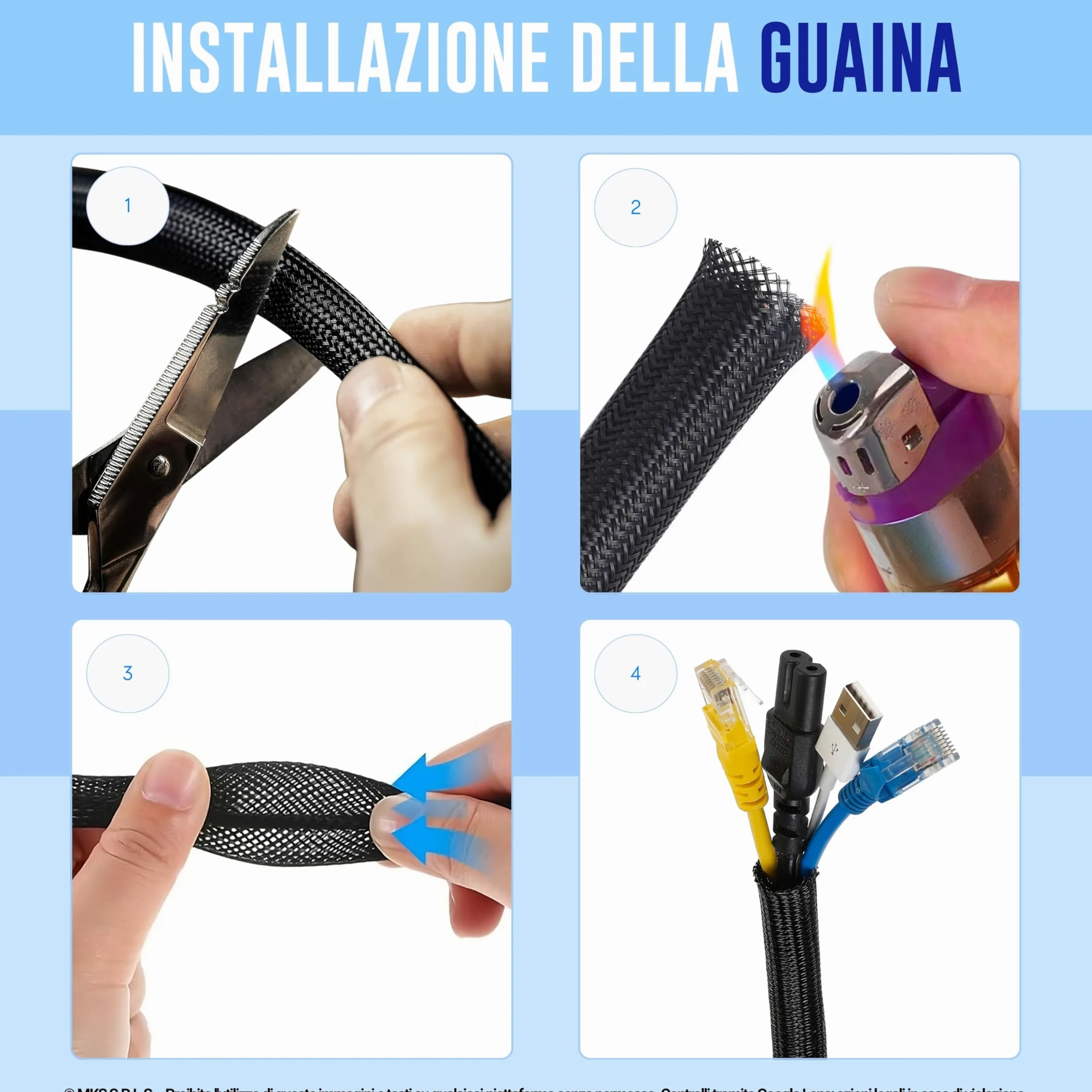 Guaina Cavi Espandibile 2:1 • Espositore Mostsold Braidkit • 5PZ (Ø12-15-20-25-30mm, L 5-10mt) • NERO