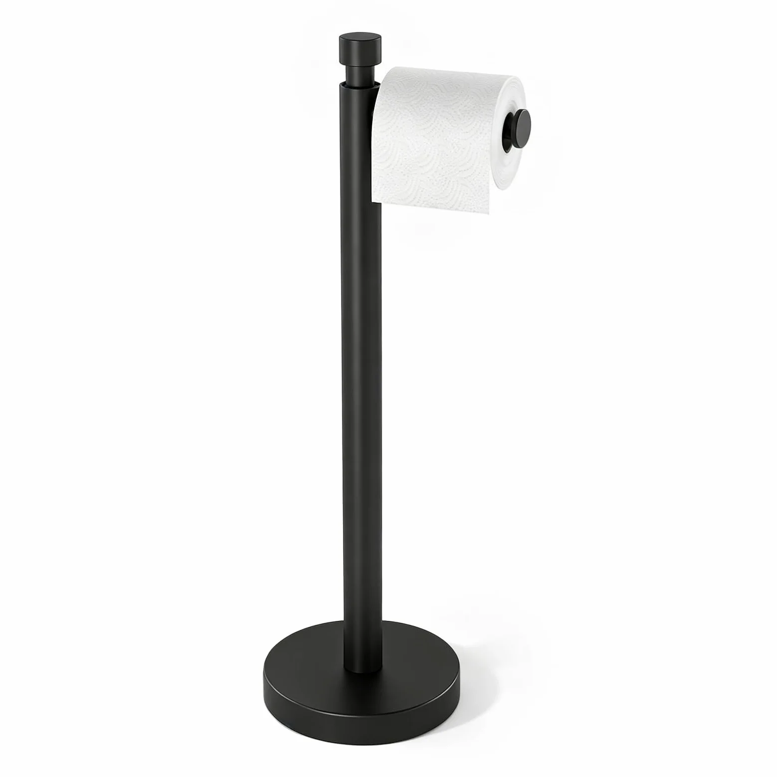 YUMORE Porta Carta Igienica da Terra Portarotolo Autoportante Inox Nero | Portarotolo da Terra con Base Appesantita Porta Rotoli in Acciaio Inossidabile Bagno Dispenser Carta Igienica, stile classico
