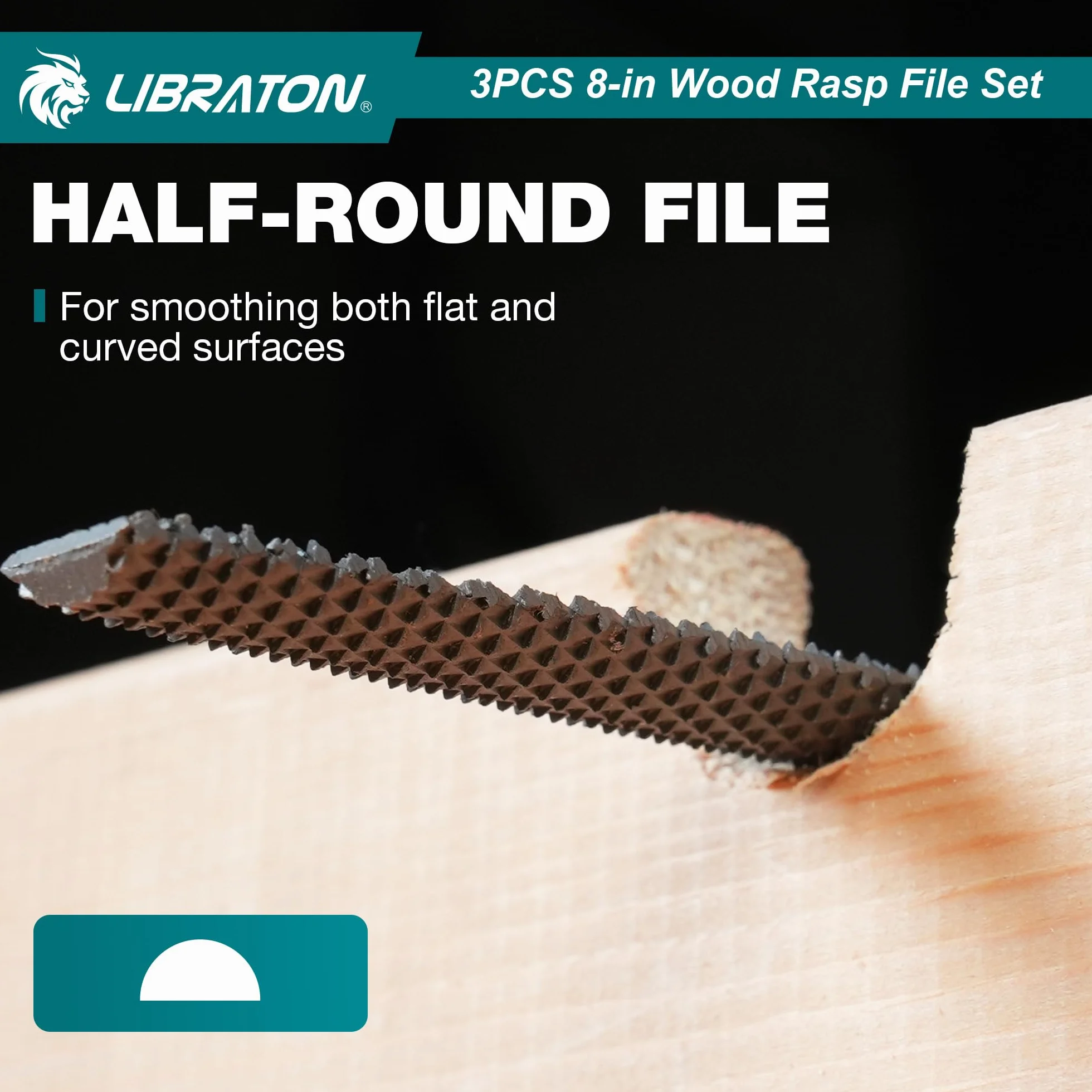 Libraton Set di Raspe per Legno 3 Pezzi, Lime Multiforma Acciaio Carbonio 200mm per Falegnameria