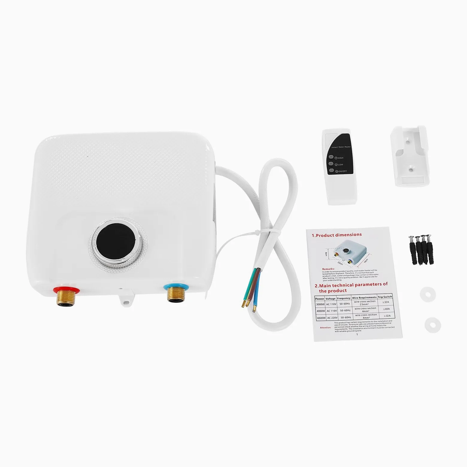 Scaldabagno Istantaneo 6500W, Scaldabagno Elettrico 220V, Mini Scaldabagno Senza Serbatoio, Schermo LED Digitale, Funzione Memoria, Controllo Intelligente, per Cucina Bagno Lavandino