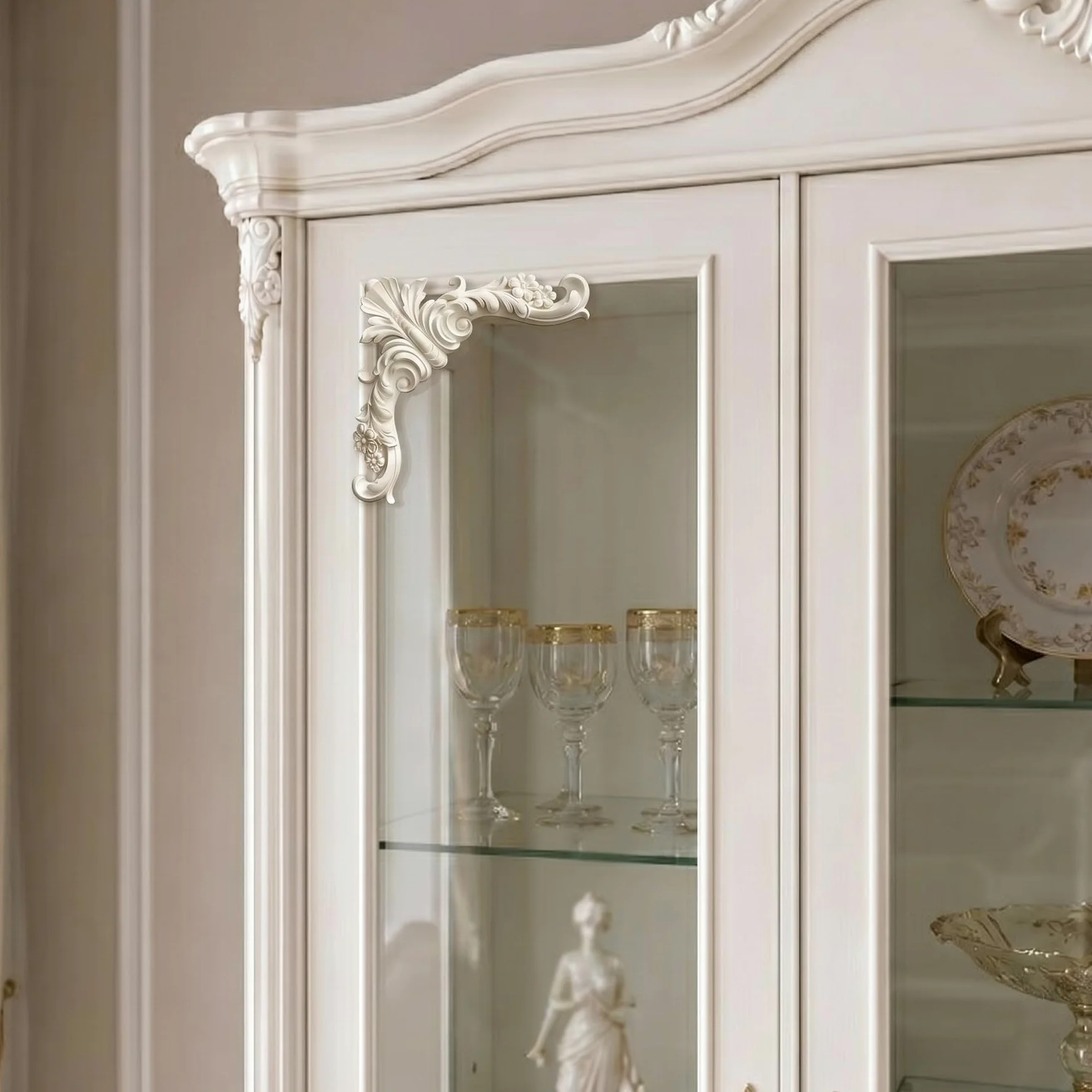 4 PCS Angolari Decorativi per Pareti E Soffitti in PU Modanature Angolari 3D con Decorazioni Floreali Profili Decorativi Verniciabili per Cornici E Angoli Elegante Finitura