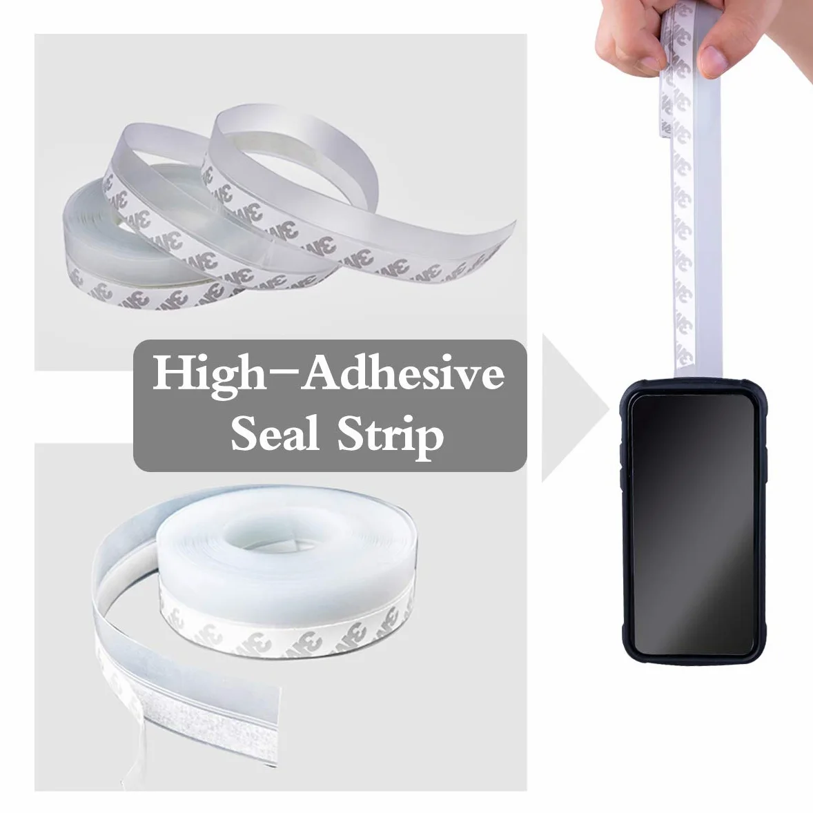 Striscia di guarnizione in silicone, striscia autoadesiva per porte o finestre, resistente alle intemperie, insonorizzante, autoadesiva, per la parte inferiore, paraspifferi (trasparente, 45 mm)