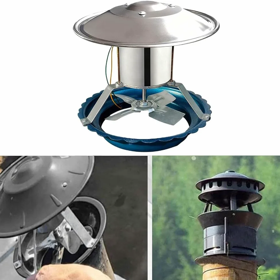 Ventilatore per camino, ventola di scarico per stufa a legna, 120 W, silenzioso, in acciaio inox, facile da installare, per caldaia, forno