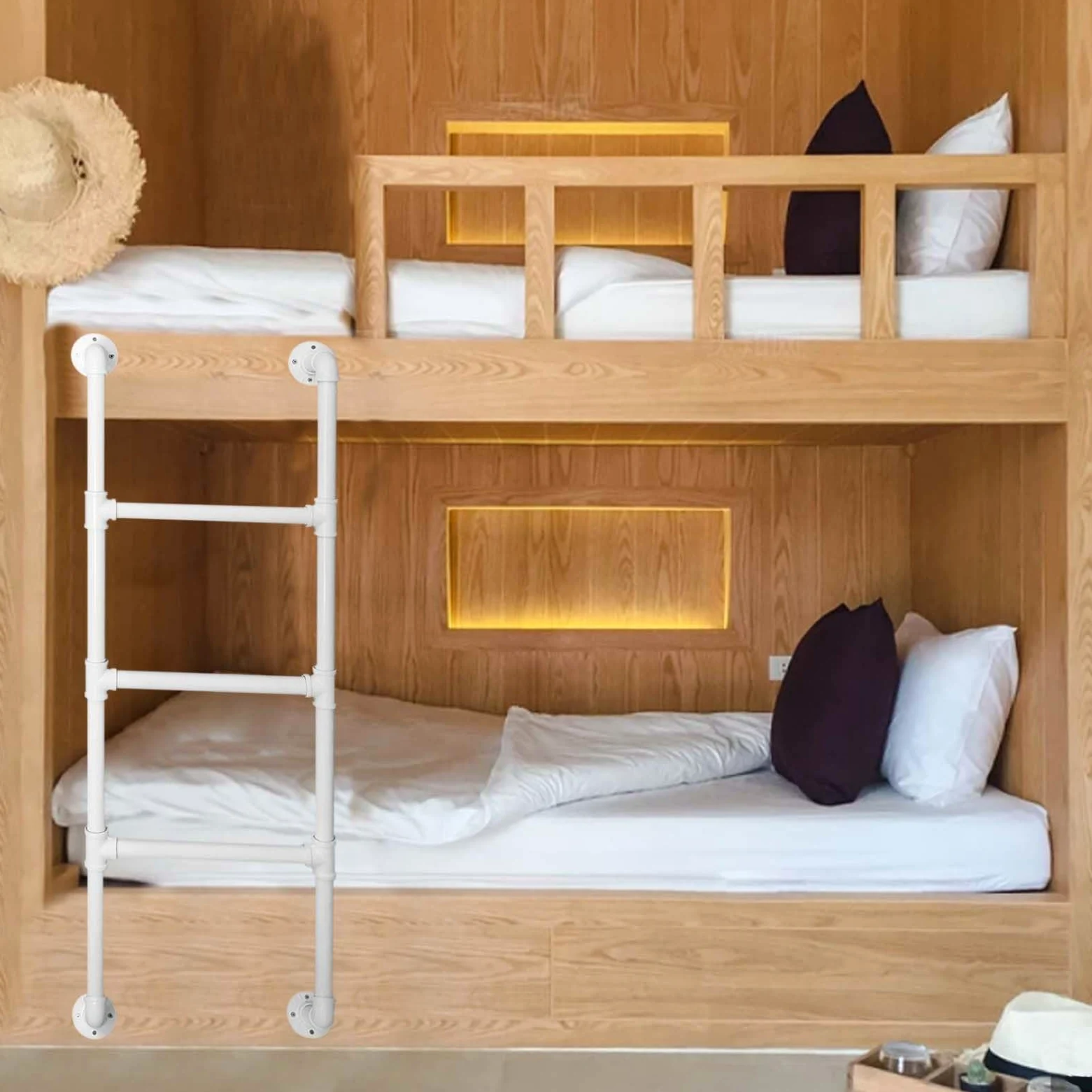 Scala a Castello in Ferro Bianco, Scala a pioli Robusta per Letto Singolo, Scala da 100-300 cm per soffitta Interna, per Appartamenti e dormitori, Scala di Emergenza per finestre (
