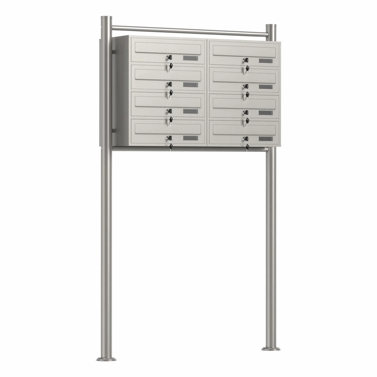 Wiltec Cassetta postale condominiale autoportante 8 posti acciaio inox 945x270x1500 mm 2 moduli