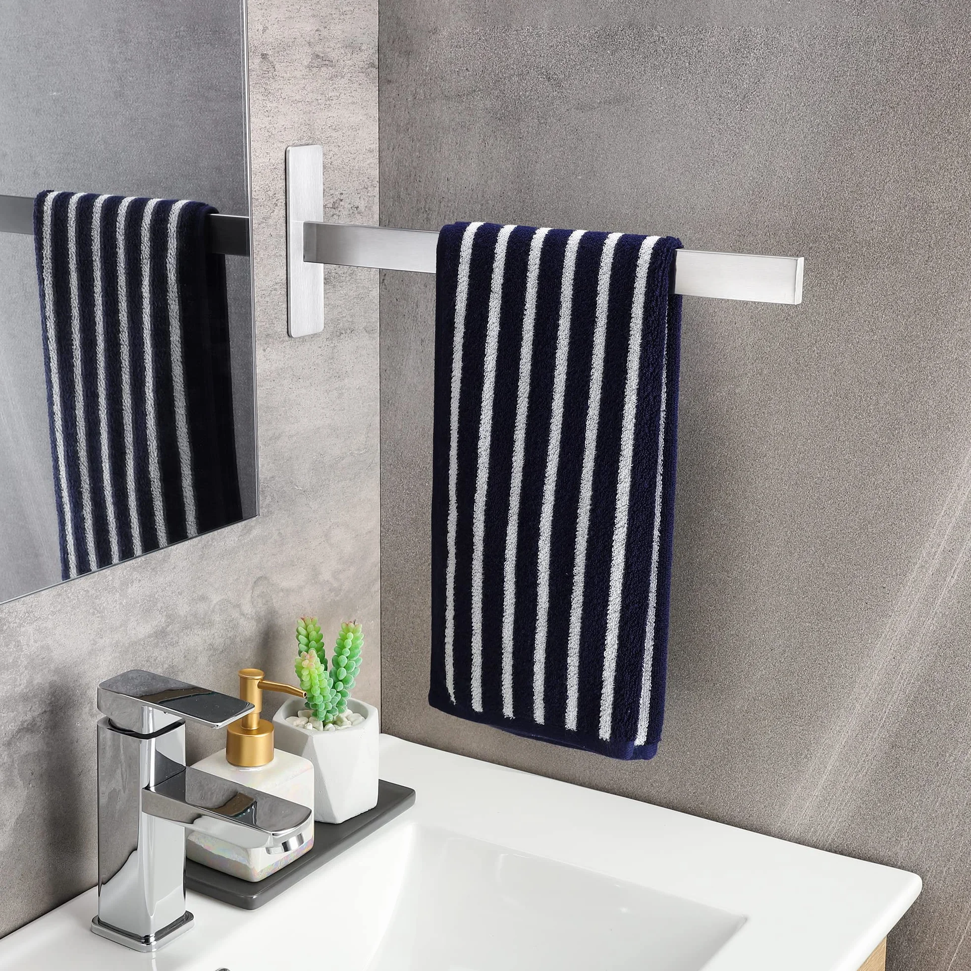 Porta Asciugamani Bagno Adesivo in Acciaio Inox 38 cm Argento Chrome