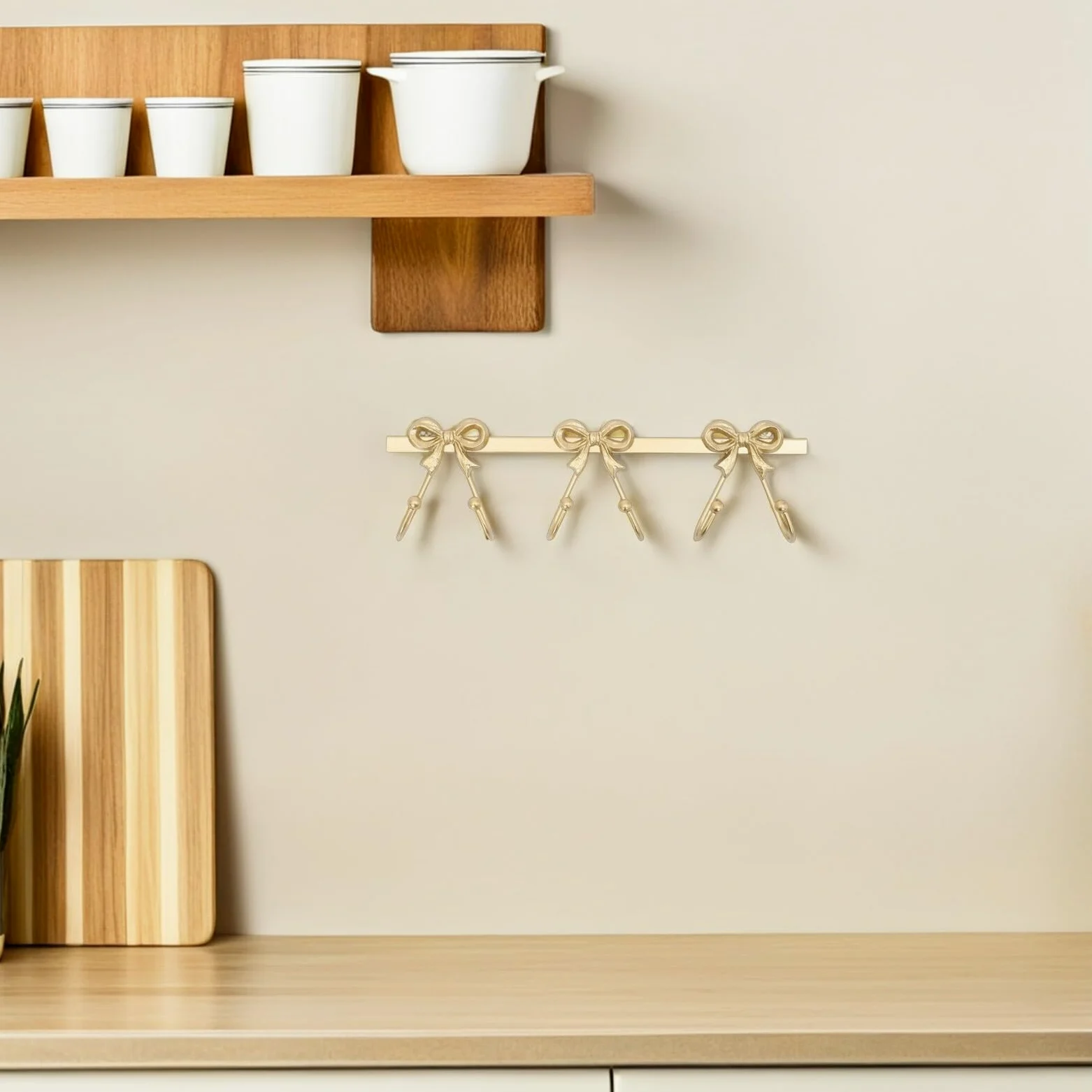 iplusmile Gancio da Parete Dorato Fiocco in Metallo Porta Asciugamani Appendiborse e Cappotti Multifunzionale per Organizzazione Bagagli Sciarpe e Chiavi Decorazione Rustica per Ingresso e