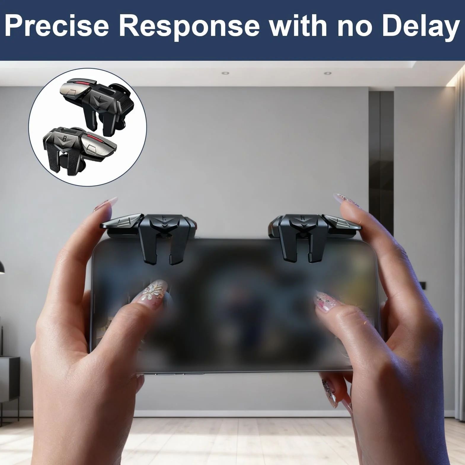 Uliwamowi Triggers 6 Dita Joystick Controller, Gioco Mobile Trigger, Trigger L1R1 L2R2 per iPhone Android, Controller Mobile con Grilletti Sensibili, Gamepad Gioco Ergonomico Smartphone