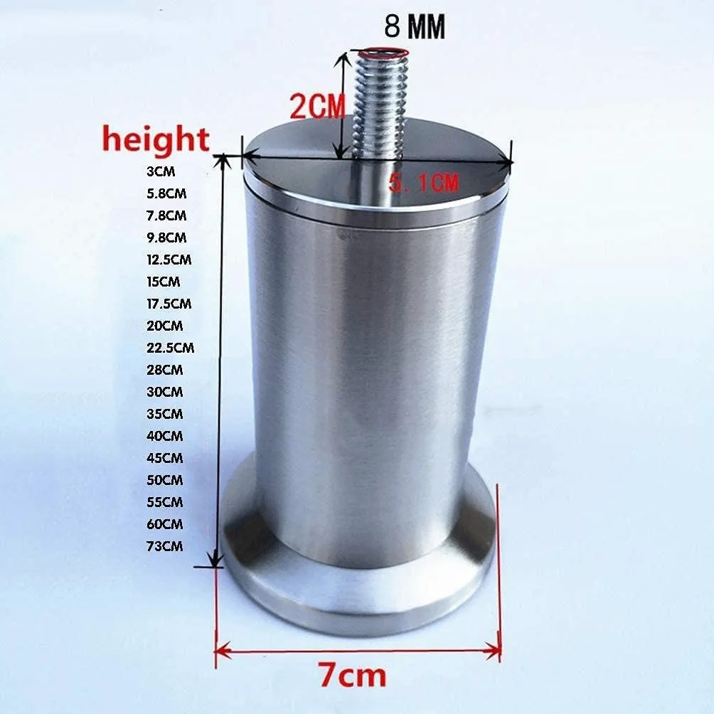 Feng Shui， Gambe per tavoli per mobili Resistenti 4 Pezzi Piedini per mobili in Altezza Regolabile Gambe per mobili in Acciaio Inossidabile 3-73 cm Piedini di Supporto per mobili in Metallo Gambe