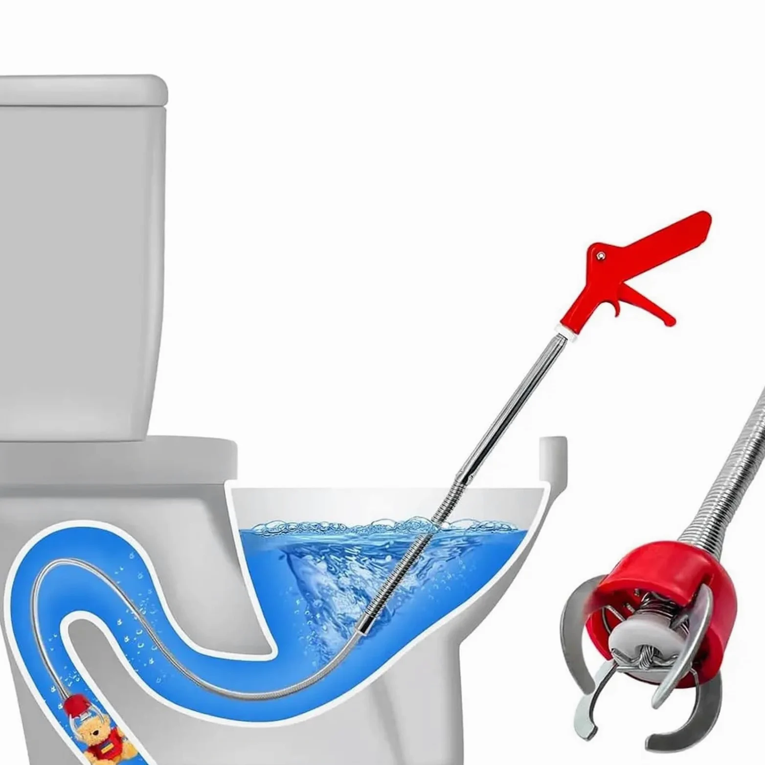 Strumento for Sbloccare La Toilette. Kit for Lo Scarico Delle Tubazioni | Soluzione completa for la pulizia degli impianti idraulici Scarichi a pavimento Fogne efficienti