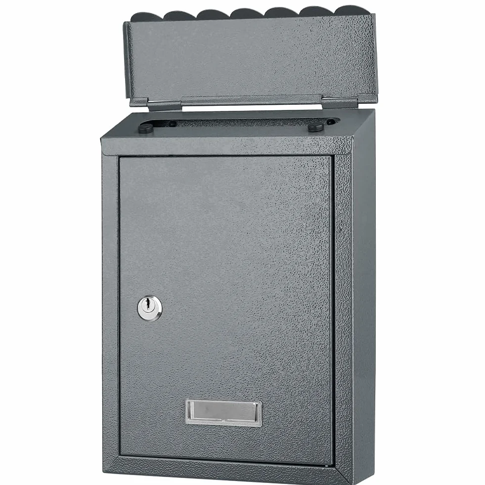 Cassetta Postale da Parete in Acciaio Inox Buca Lettere Esterno Chiusura a Chiave Grigio