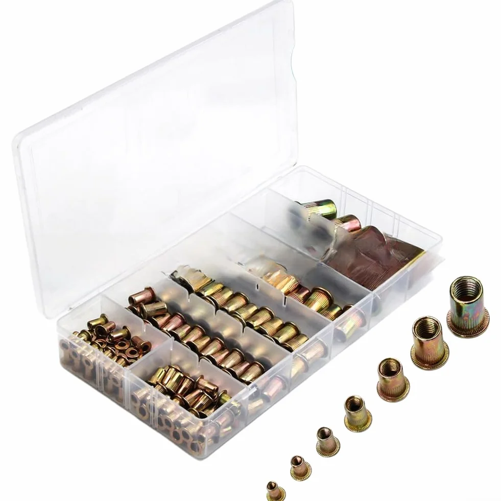 Kit da 165 dadi rivetti in acciaio al carbonio zincato M5 M6 M8 M10 12 mm
