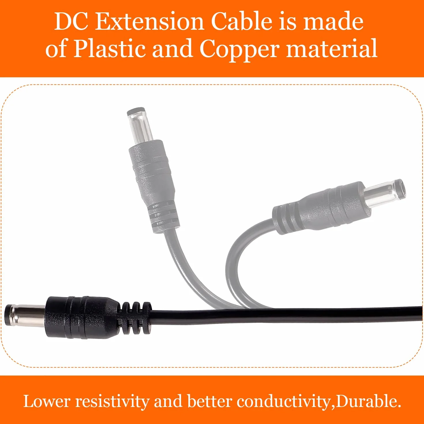 2 Pezzi 2m 5.5x2.1 mm 24V 12V Cavi di Prolunga per Alimentazione DC, DC Cavo Estensione Maschio a Femmina 22AWG, per Telecamera Sicurezza CCTV, DVR, Nero