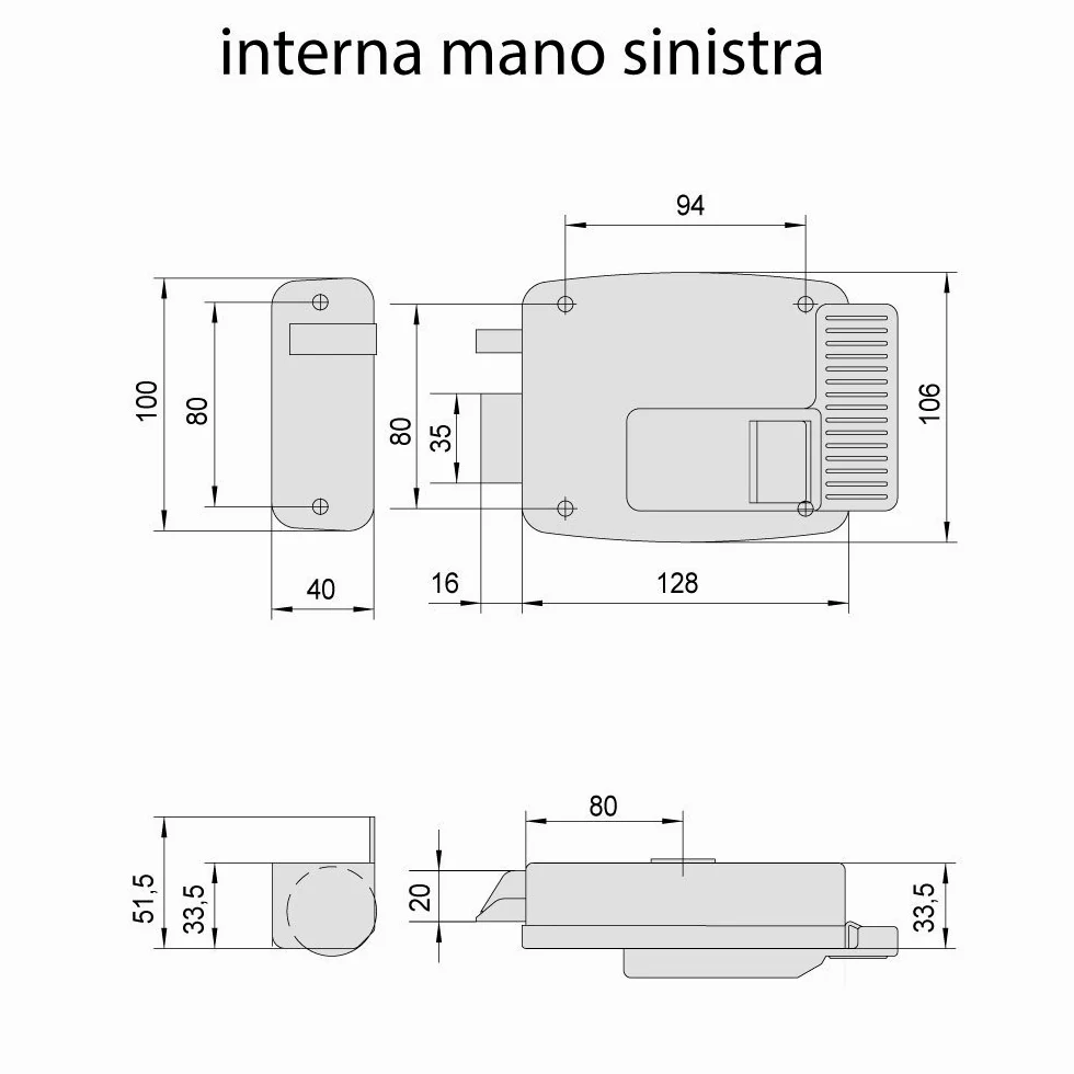 CISA 111610802, Serratura Elettrica da Applicare, 12V, Verniciato Grigio Alluminio, Entrata 80, Mano Sinistra, Cilindro standard