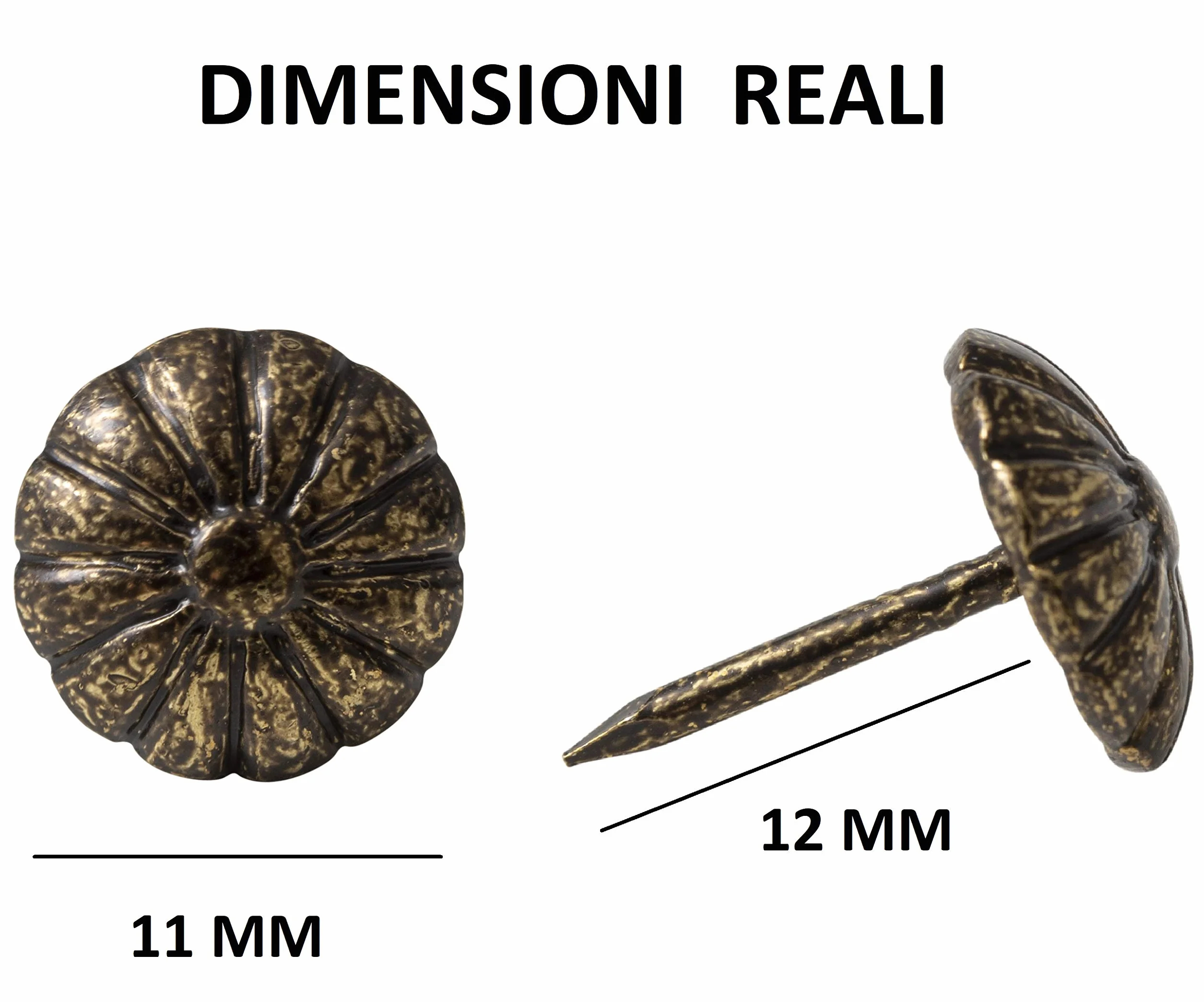 IPEA Chiodi da Tappezzeria Fiore 200 pezzi Borchie Decorative Oro Antico 11 x 12 mm Made in Italy