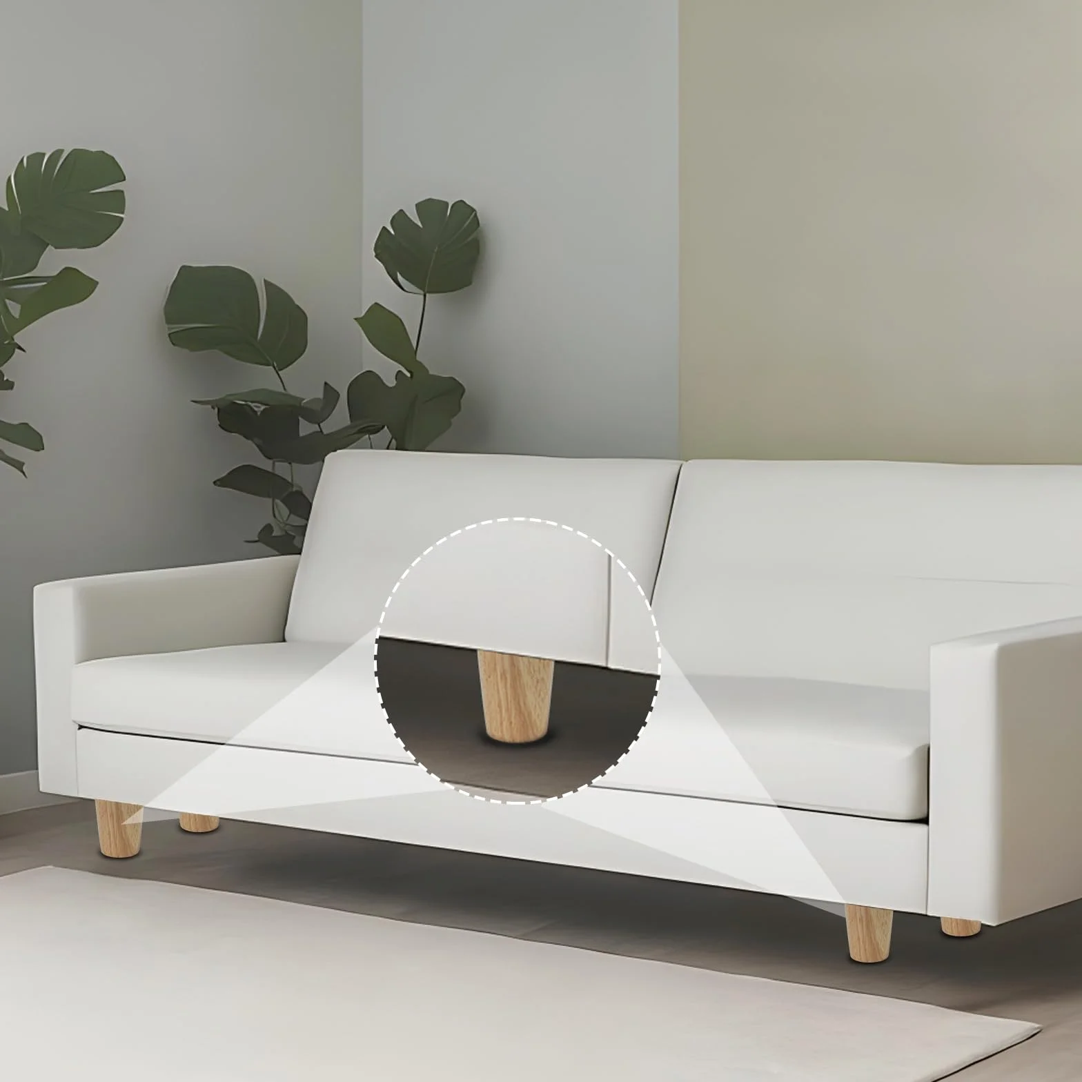 Gambe per Mobili in Legno Massello Rovere 15cm Coniche 4 Pezzi con Piastra di Montaggio