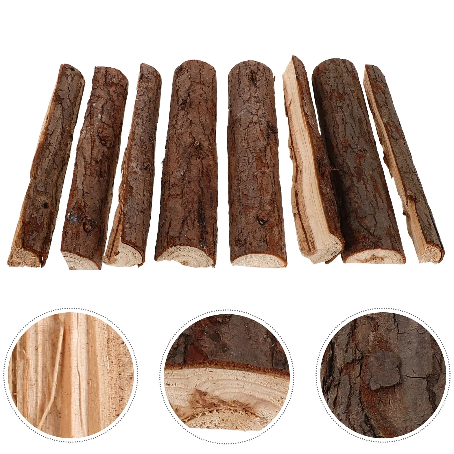 BESTYASH 8 Pezzi Legna da Ardere Decorativa in Legno Naturale 25Cm Corteccia Ceppi per Stufa Barbecue e Braciere Accessori per Caminetti Interni ed Esterni Resistenza alle Intemperie