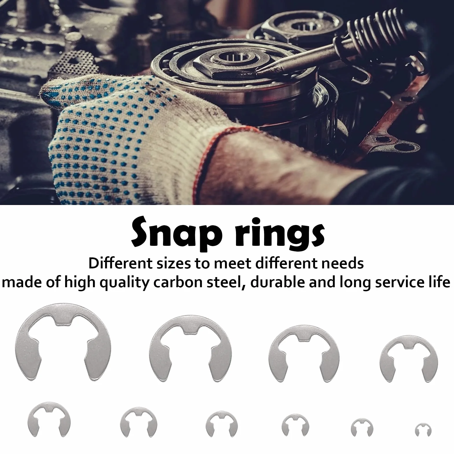 E-clip Esterna Anello Sicurezza In Acciaio Inox 120 pezzi 10 Dimensioni Snap Anello Assortimento Kit 1,5-10 mm