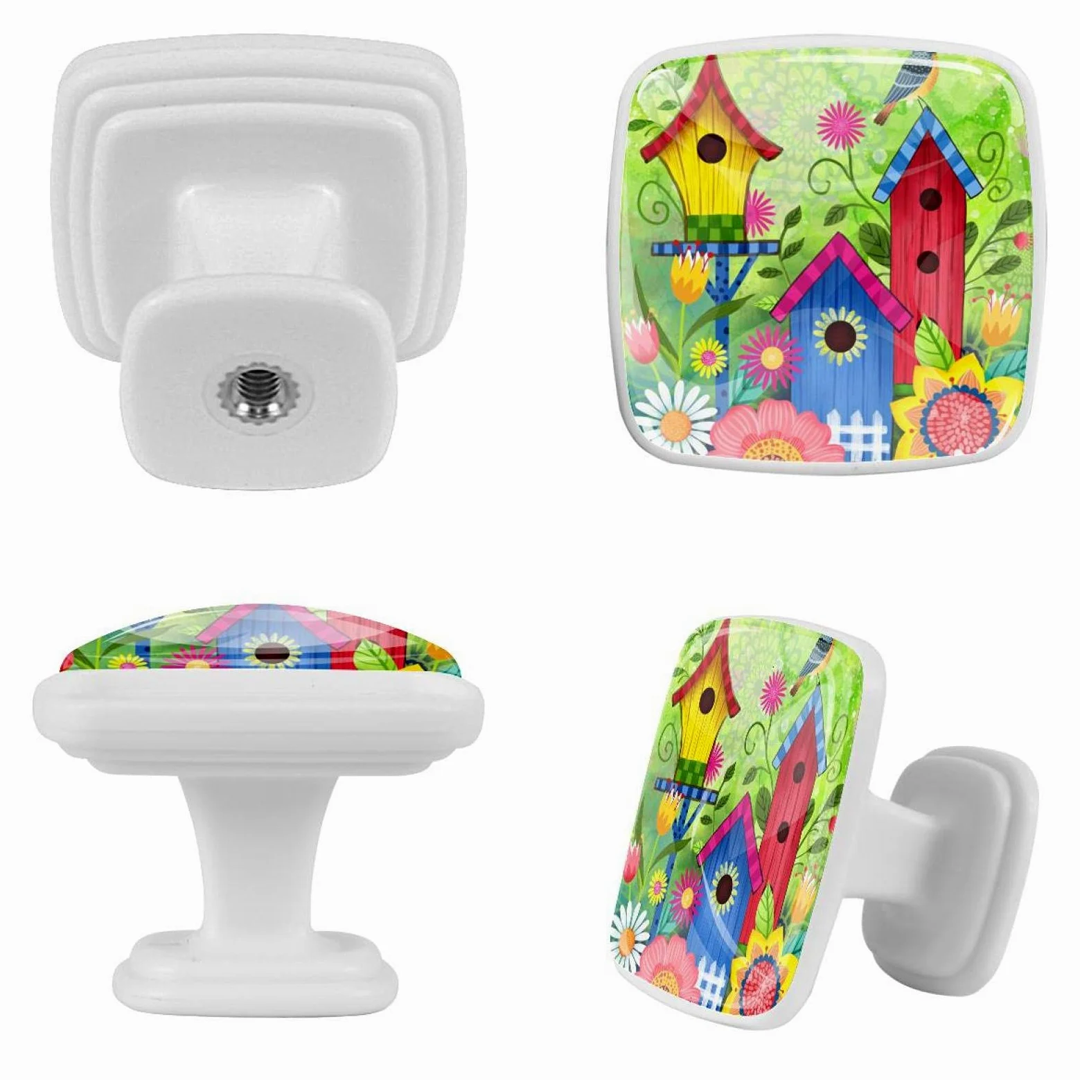 TBOUOBT Confezione da 12 pomelli per mobili, pomelli per comò, pomelli per cassetti, pomelli per mobili da cucina, pomelli per armadi e cassetti,benvenuto uccello legno casa fiore giardino