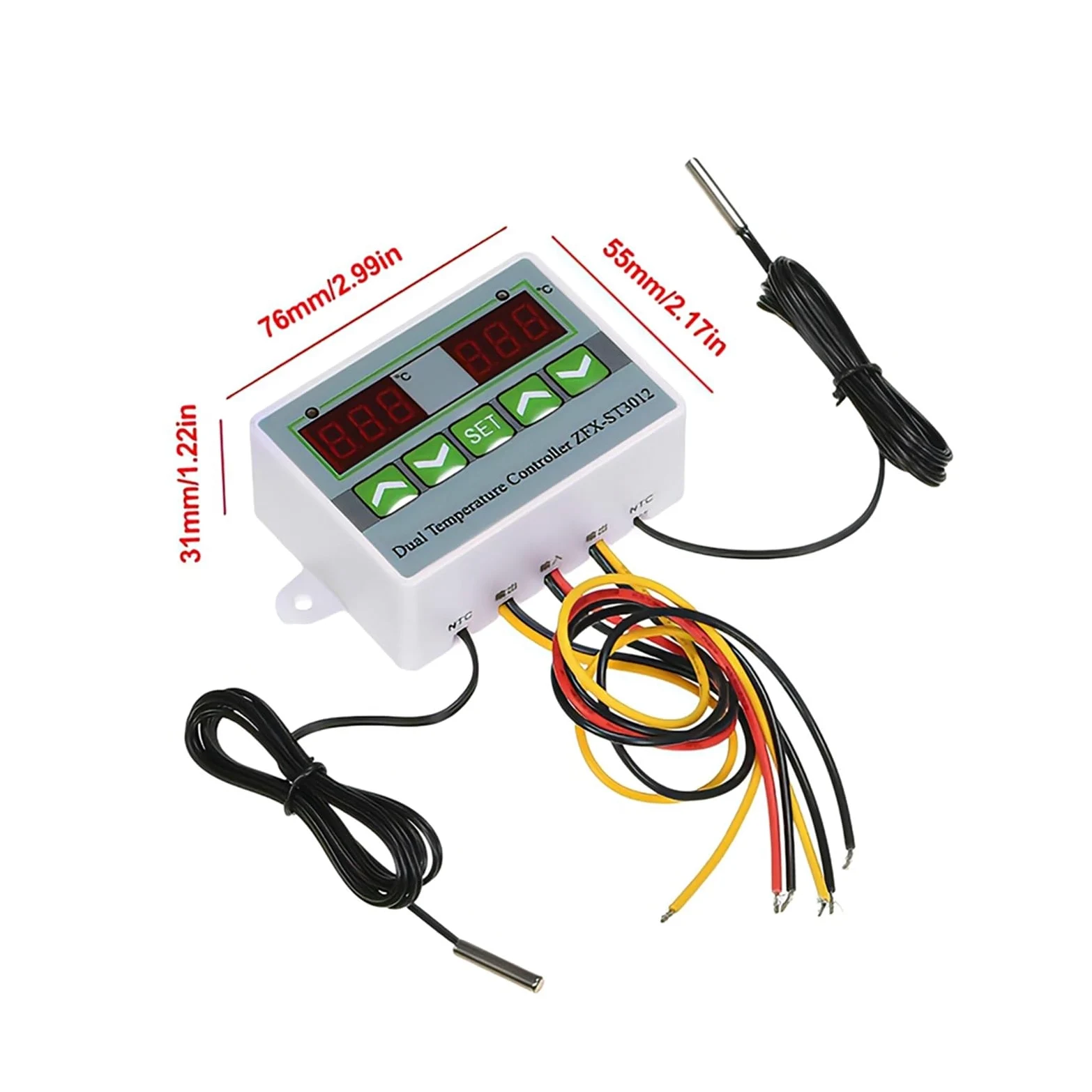 Termostato Intelligente, ZFX-ST3012 Doppio regolatore di Temperatura, termostato Digitale, microcomputer di Controllo dell'incubatore Doppia sonda DC 12V 24V / AC(24V)