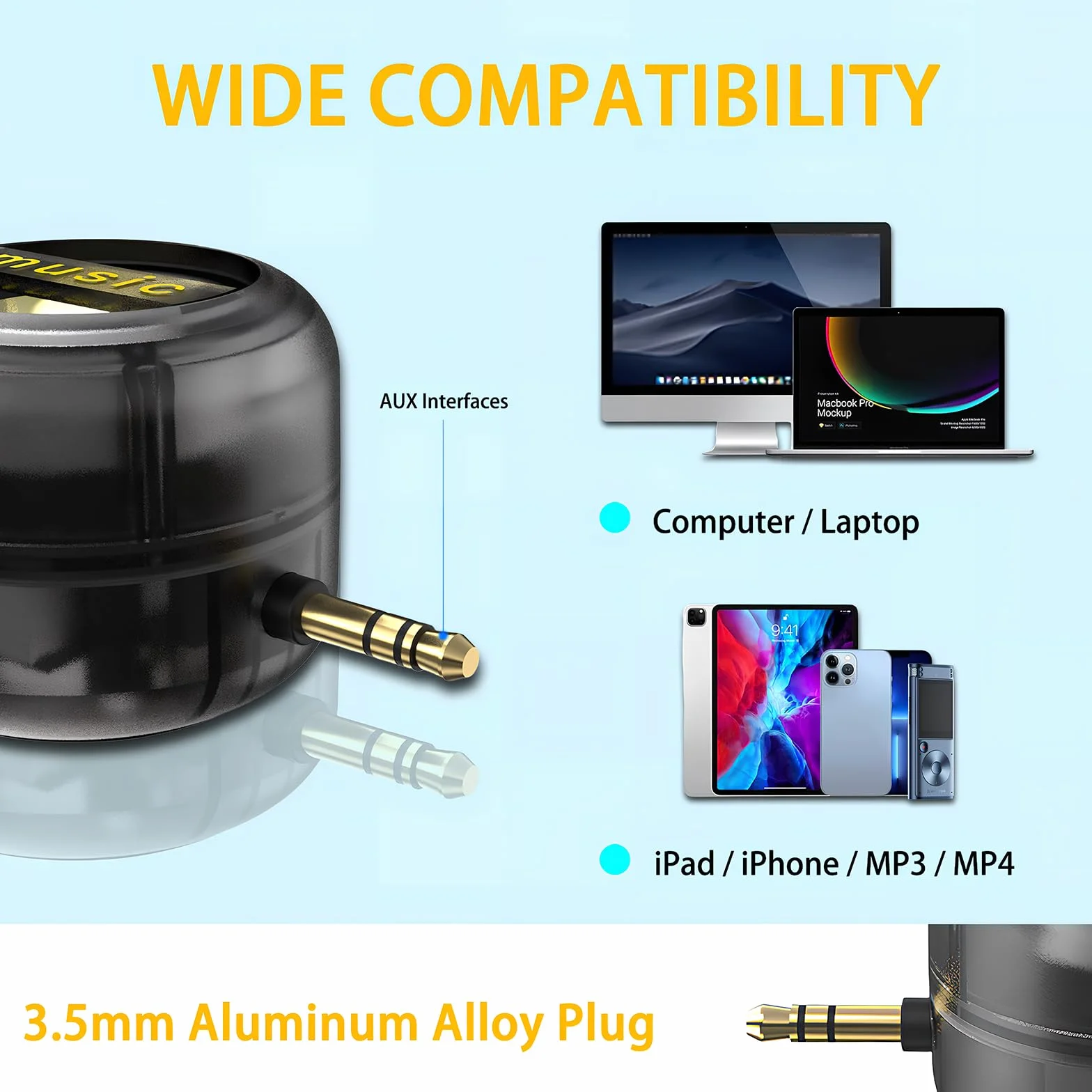 Mini Altoparlante Portatile Universale, 3,5 mm Plug-in Altoparlante del Telefono Cellulare, Casse Portatili Line-In Audio HD Senza Perdite Connetti Istantaneo Trasparente Nero