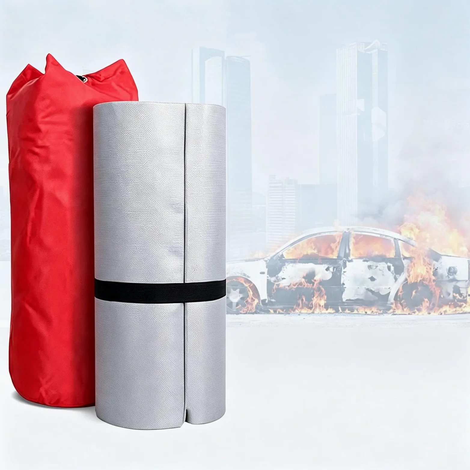 Coperta antincendio di emergenza per incidenti con veicoli elettrici | Coperta antincendio di emergenza,Copertura ignifuga resistente alle alte temperature fino,Coperte di sopravvivenza sicure
