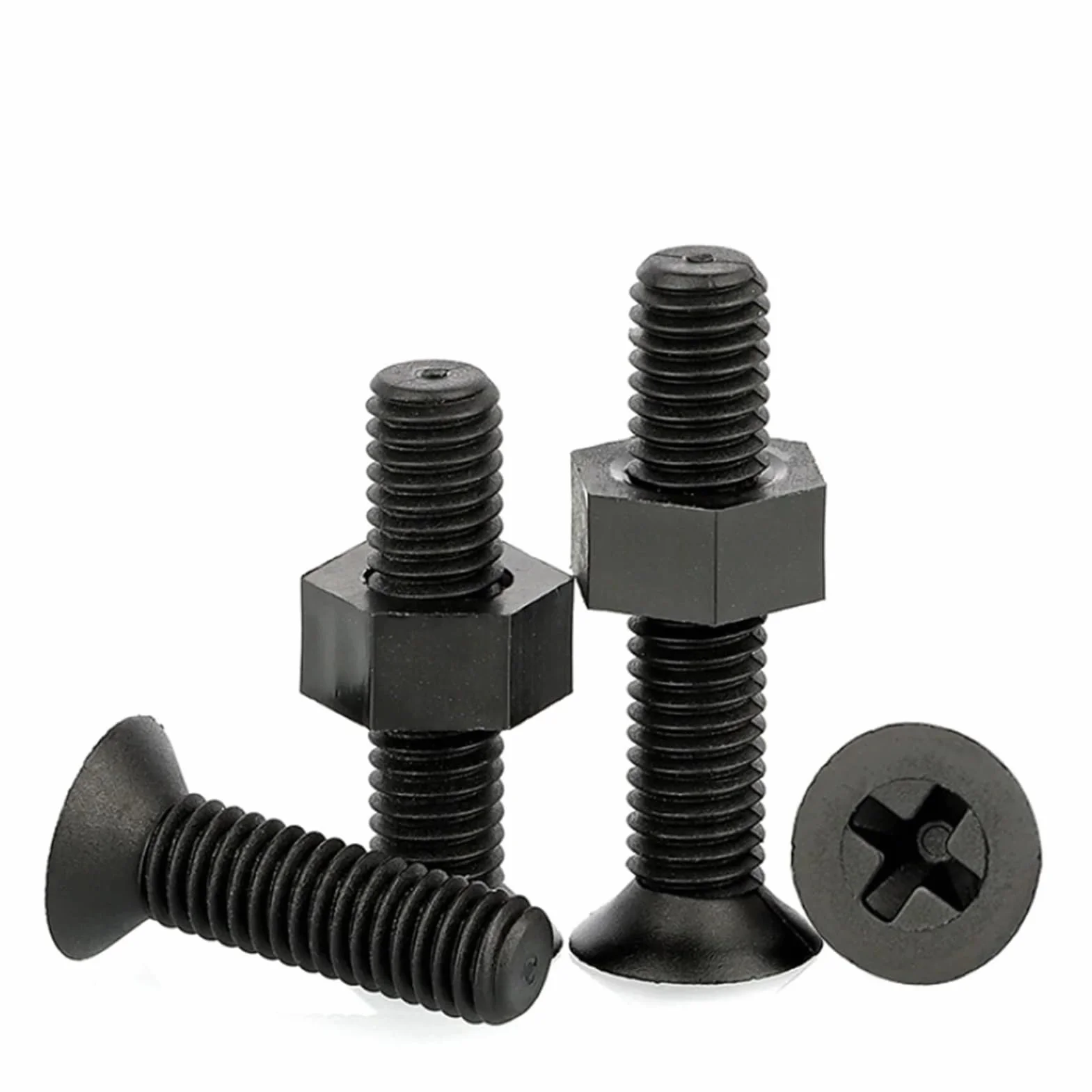Set di dadi a vite in nylon nero M2-M6 30 pezzi combinazione esagonali testa svasata