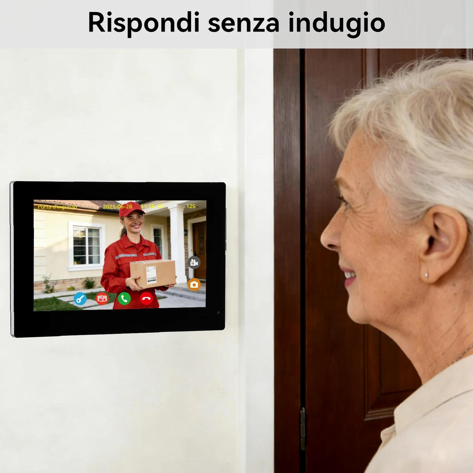 Videocitofono Connesso 2 fili, 7 Pollici Touch Monitor, 1080p, Audio Bidirezionale, Citofono con Sblocco Remoto, Rilevamento Umano,Visione Notturna