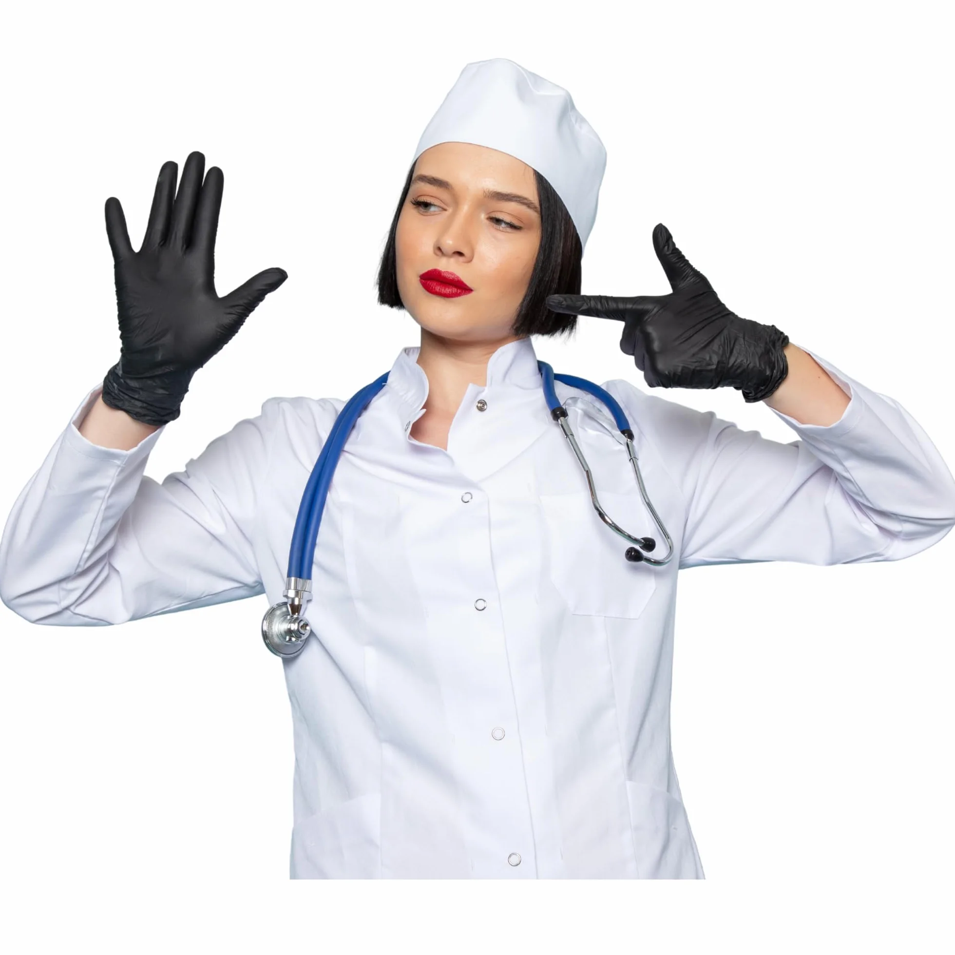 S&S-Medical Guanti in Nitrile Neri Senza Polvere Monouso Ipoallergenici Dispositivo Medico (100, L)