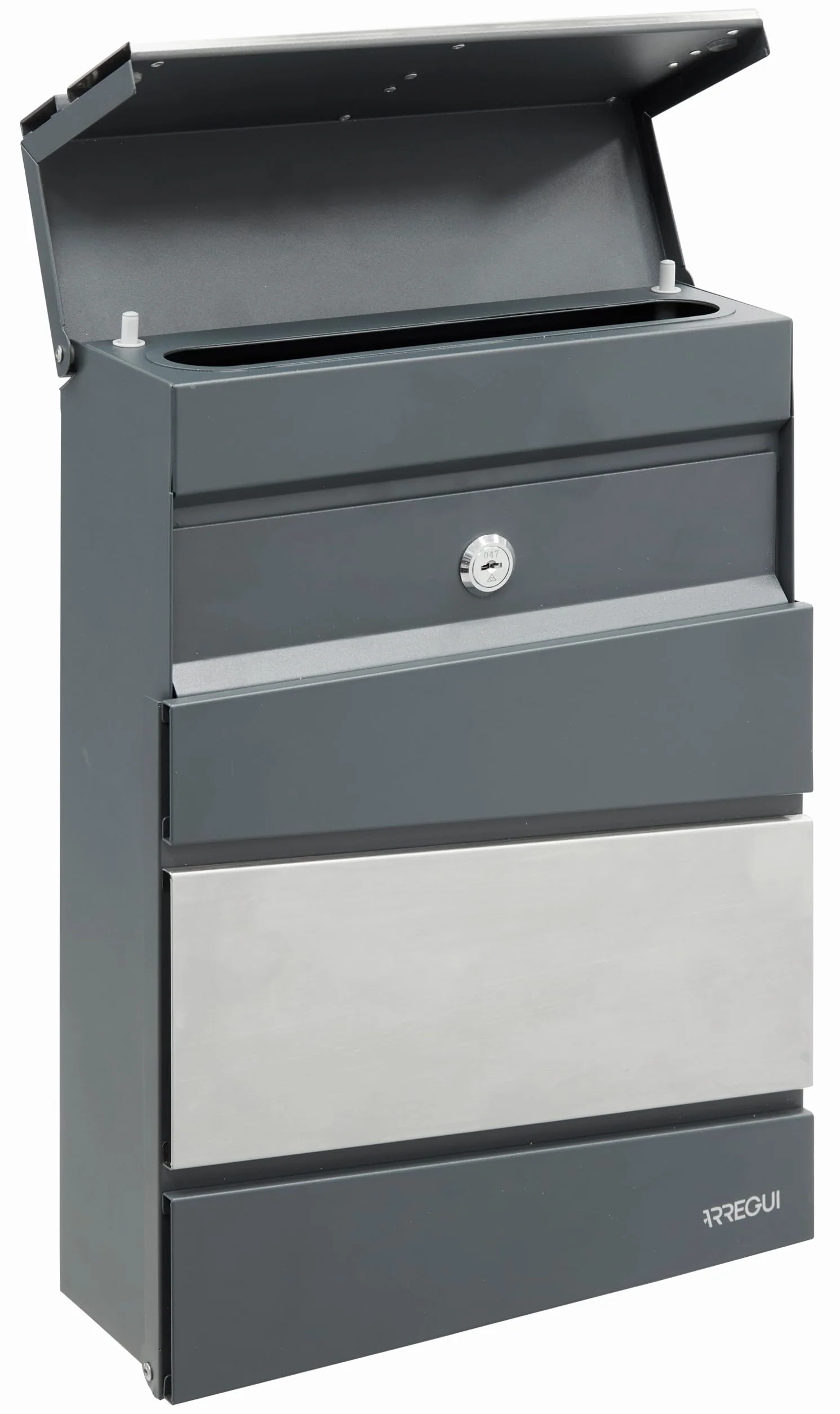 ARREGUI Flysch Cassetta Postale Acciaio Formato M DIN A4 Grigio Antracite Acciaio Inossidabile Parete Moderna