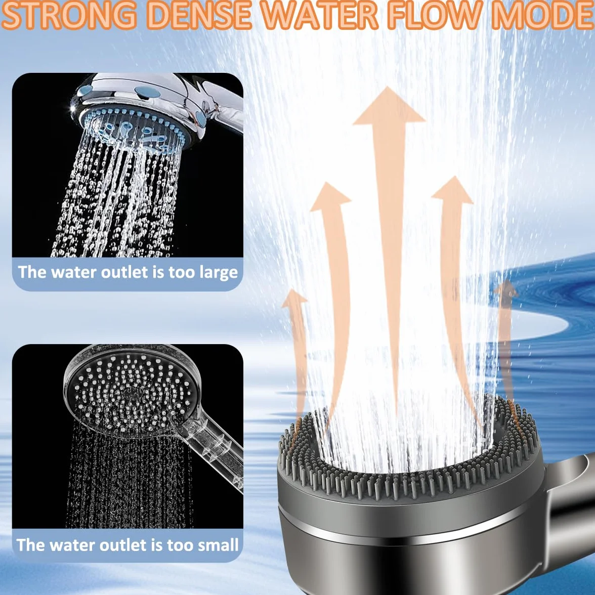 REETEE Soffione Doccia ad Alta Pressione, Doccino per Doccia con Filtro, 5 Modalità Spray Soffione Doccia Anticalcare, Shower Head con 1.5 M Tubo (grigio)