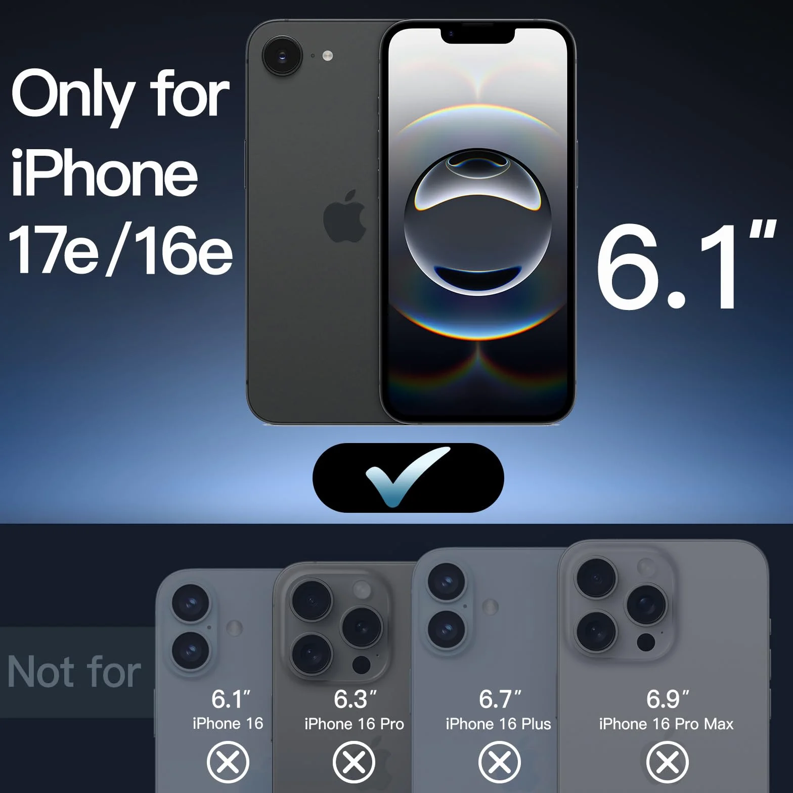 JETech Cover Opaca per iPhone 17e (2026) / iPhone 16e, Protezione Anticaduta Antiurto di Grado Militare, Custodia Cellulare Posteriore Glassata Traslucida, Anti-Impronte (Nero)