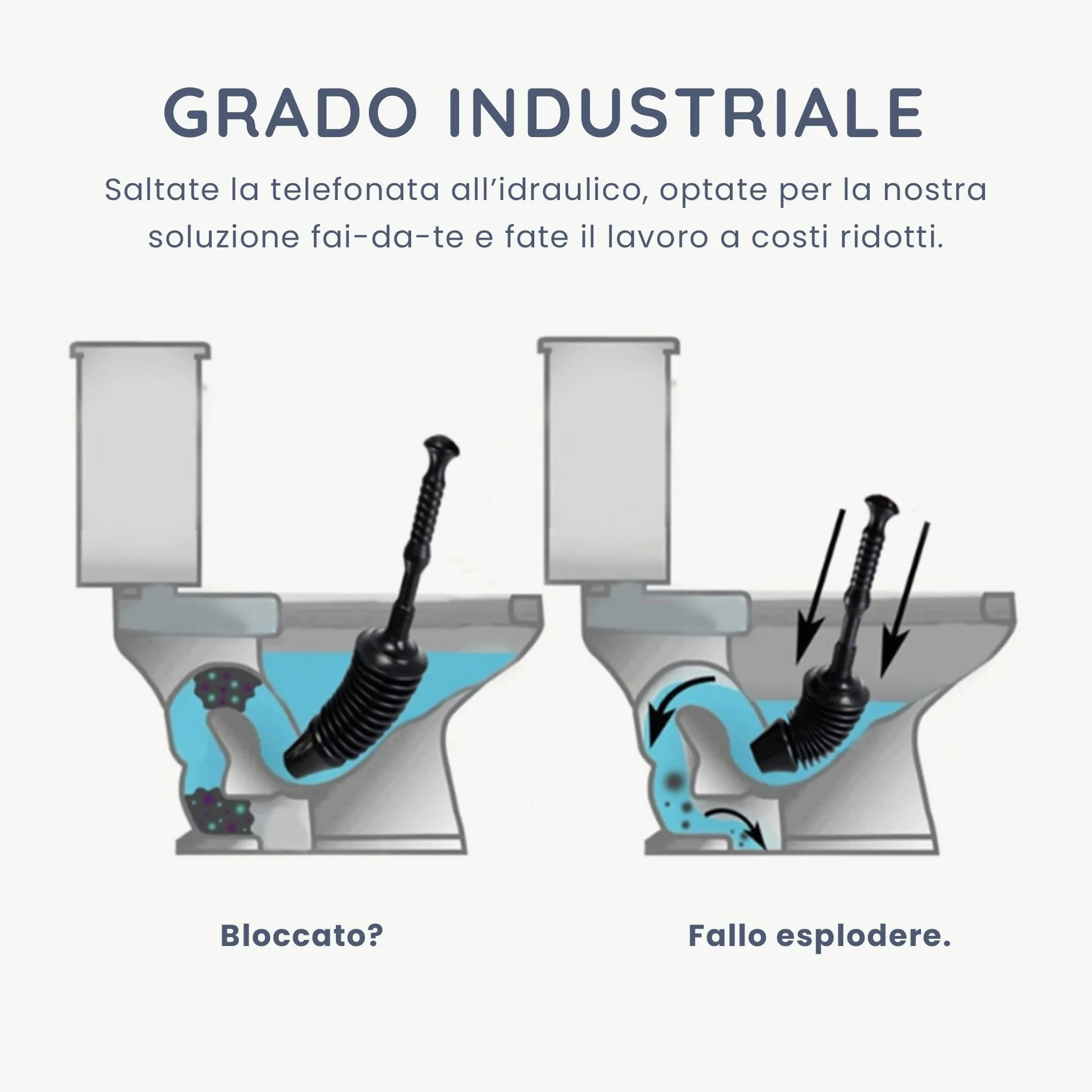 CUQOO Pulitore flessibile per WC con testa, potente, per bagno cucina lavandini vasca doccia