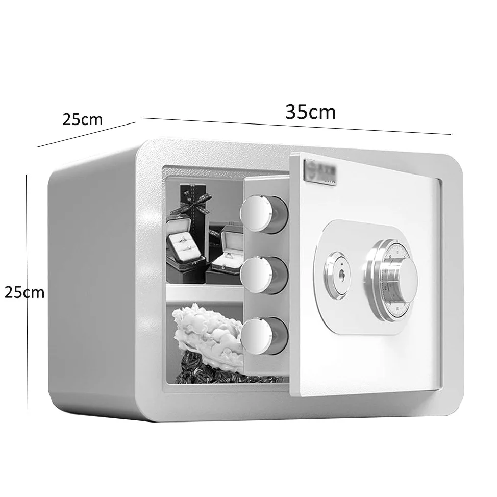 Cassetta di Sicurezza con Password, cassaforte Meccanica con Password, Armadio da 25 cm con Chiave Mini cassaforte Invisibile da Comodino con codice Ufficio Cassaforte antifurto Interamente