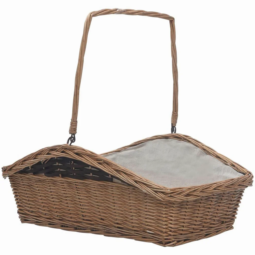 Festnight Cesta Legna da Ardere con Manico 57x46,5x52cm/61,5x46,5x58cm Cesto in Vimini per Legna da Ardere Marrone in Salice