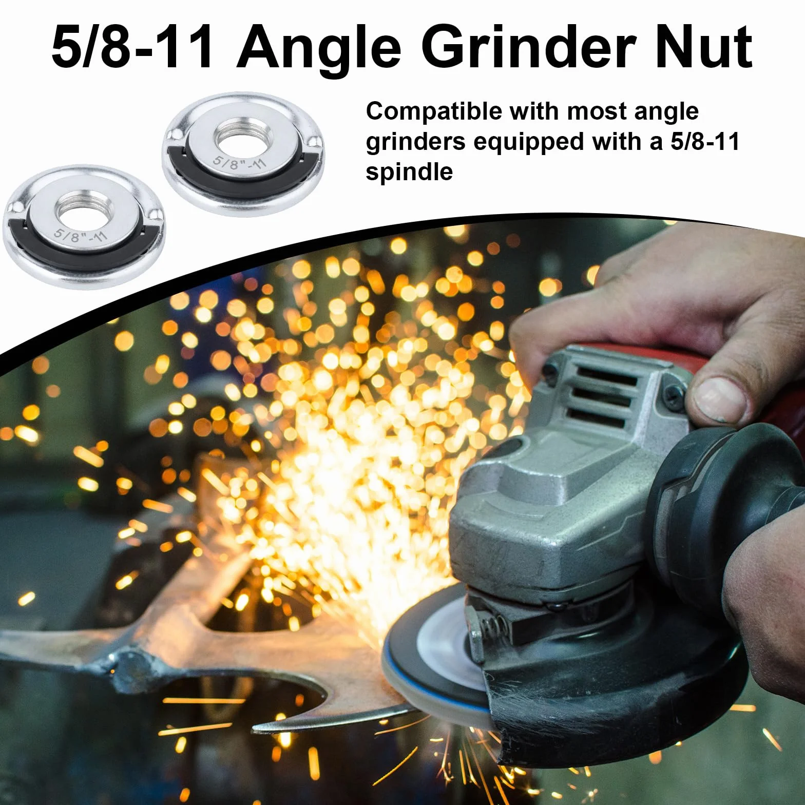 Dadi Flangiati 5/8"-11 per Smerigliatrice Angolare, Bloccaggio Rapido Metallo per Dischi da Taglio