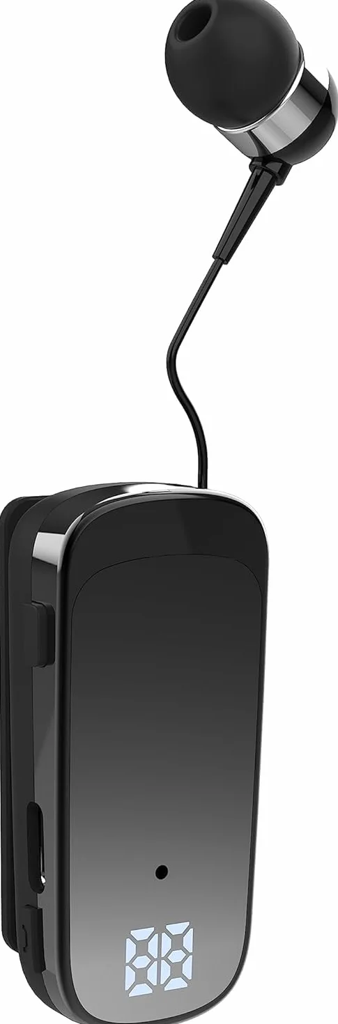 Auricolare Bluetooth Business con Filo Retrattile, Auricolar Senza Fili con Microfono, Bluetooth V5.2, Vivavoce, Compatibile per Universale Smartphone (Nero)