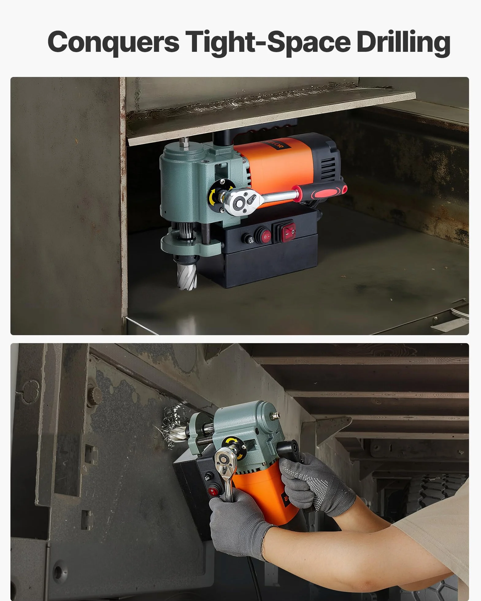 VEVOR Trapano a Colonna Magnetico a Basso Profilo 1300 W, Diametro Foratura 35 mm, Potenza 10000 N