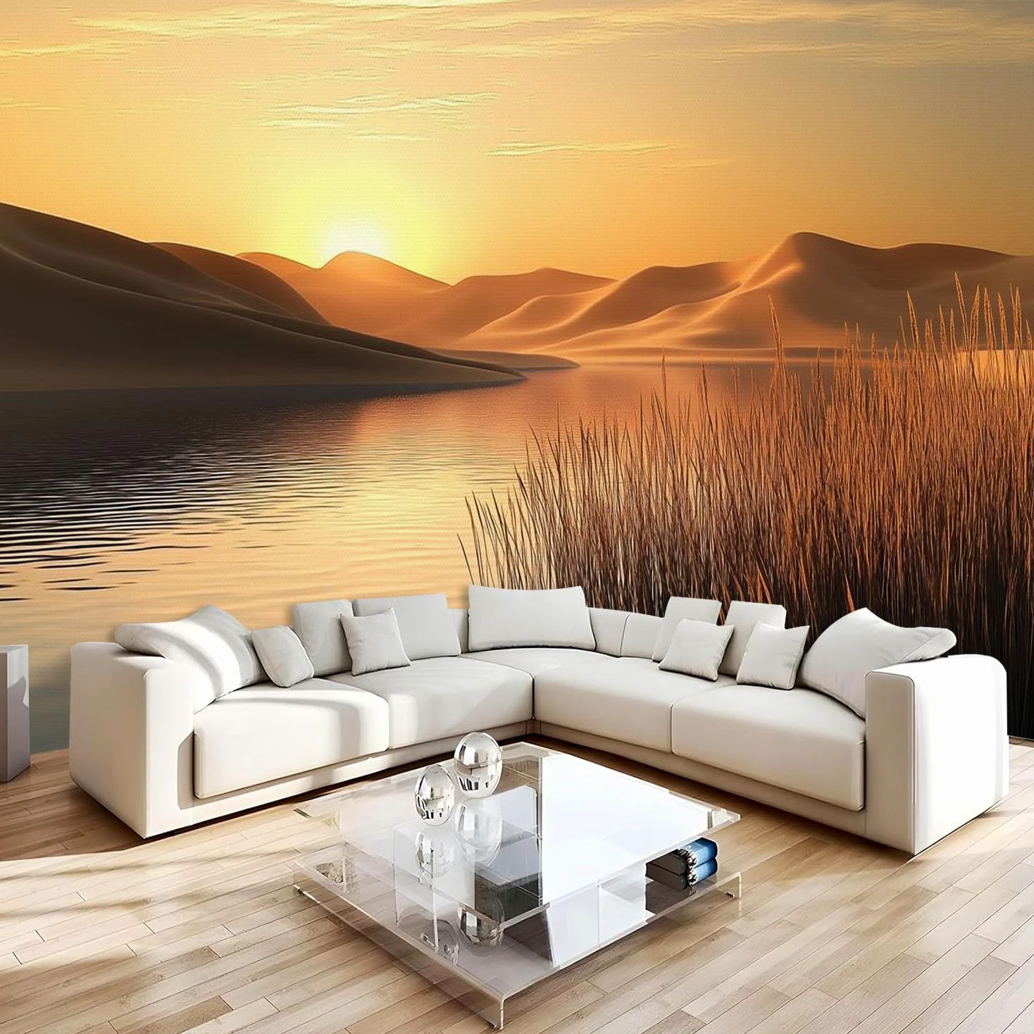 Carta da parati effetto 3D Deserto 300 x 210 cm Murale Non Tessuto Tramonto Fotomurale Stampa HD Moderna Poster Per Soggiorno E Camera Da Letto Design 2M1442