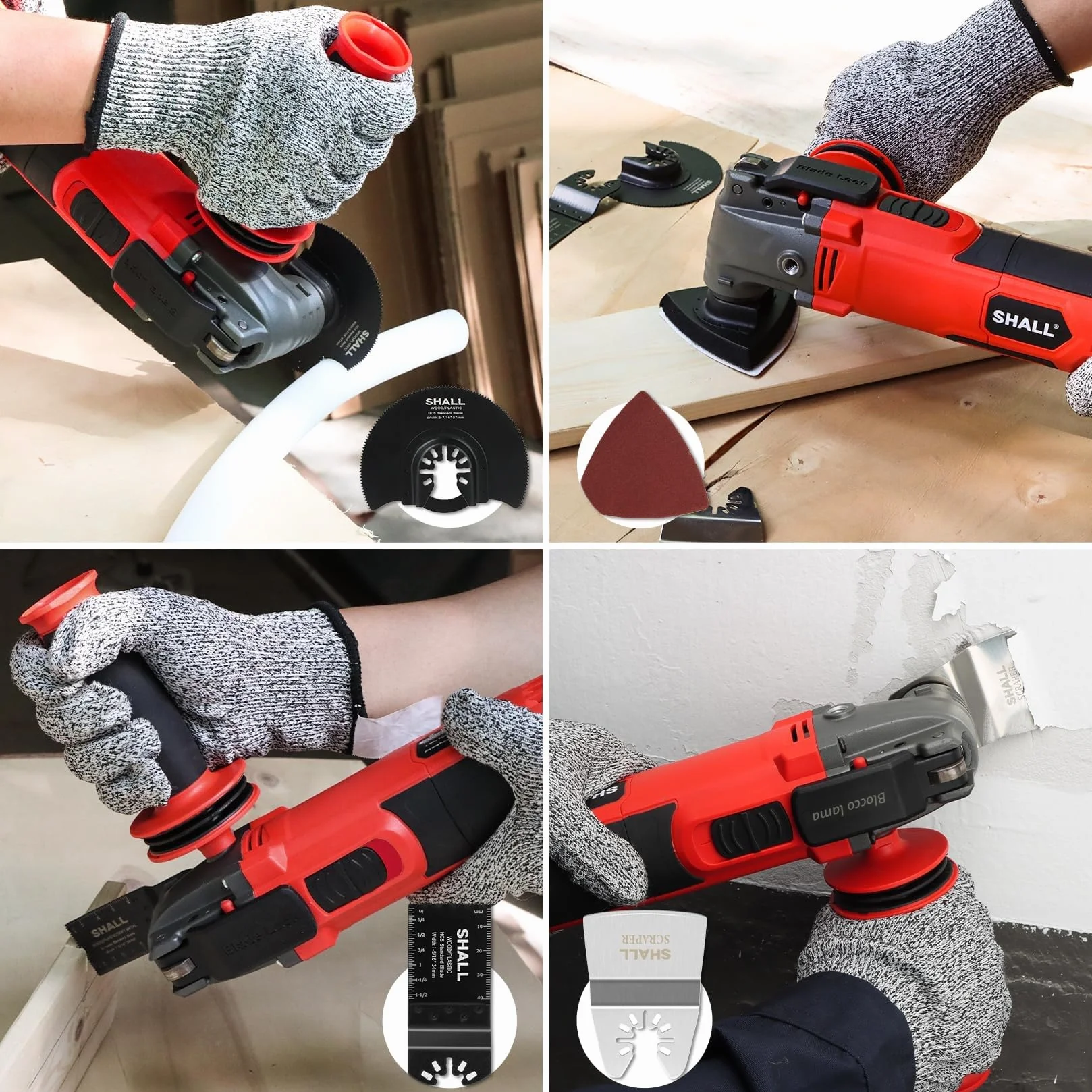 SHALL Lame multiutensile da 102 pezzi, kit di accessori multiutensile oscillanti, custodia inclusa